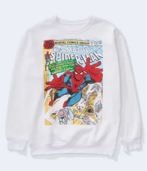 Aeropostale Herren 'The Amazing Spider-Man' Crew Sweatshirt - Größe XXL - Baumwolle - Teen Mode & Kleidung Weiß Aeropostale