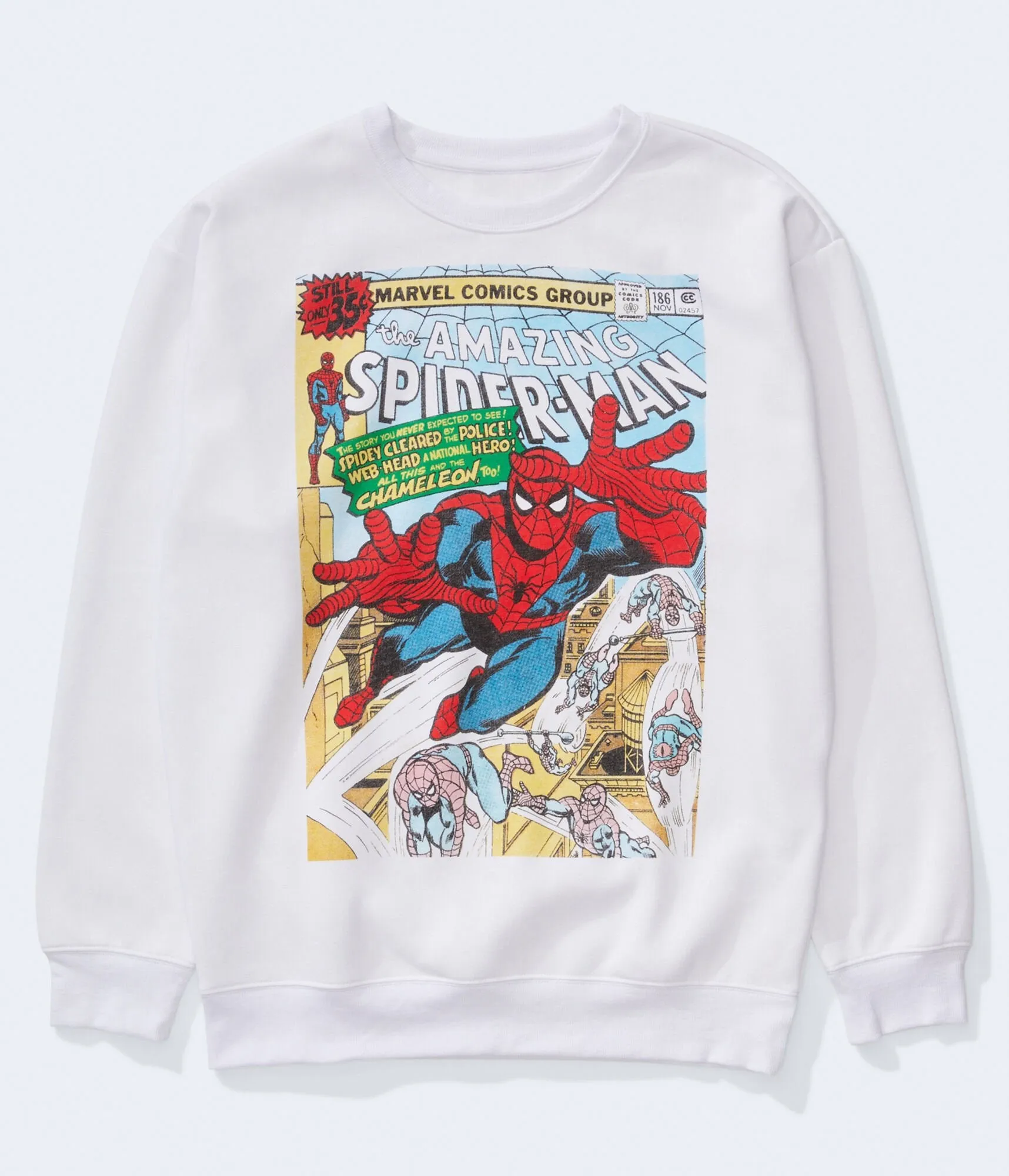 Aeropostale Herren 'The Amazing Spider-Man' Crew Sweatshirt - Größe XXL - Baumwolle - Teen Mode & Kleidung Weiß Aeropostale