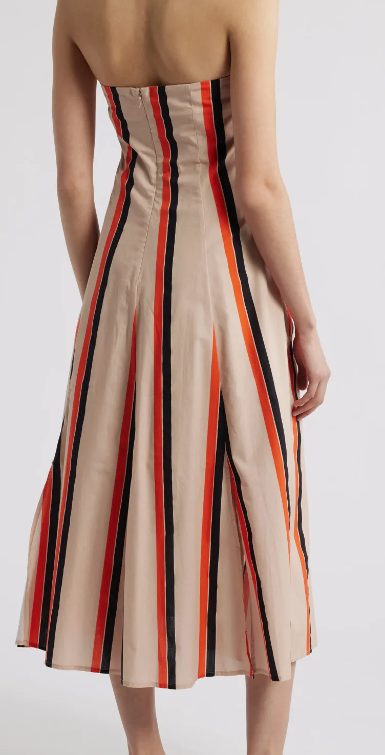 Amaranth Trägerloses Midi-Kleid in Orange Mehrfarbig Gestreift