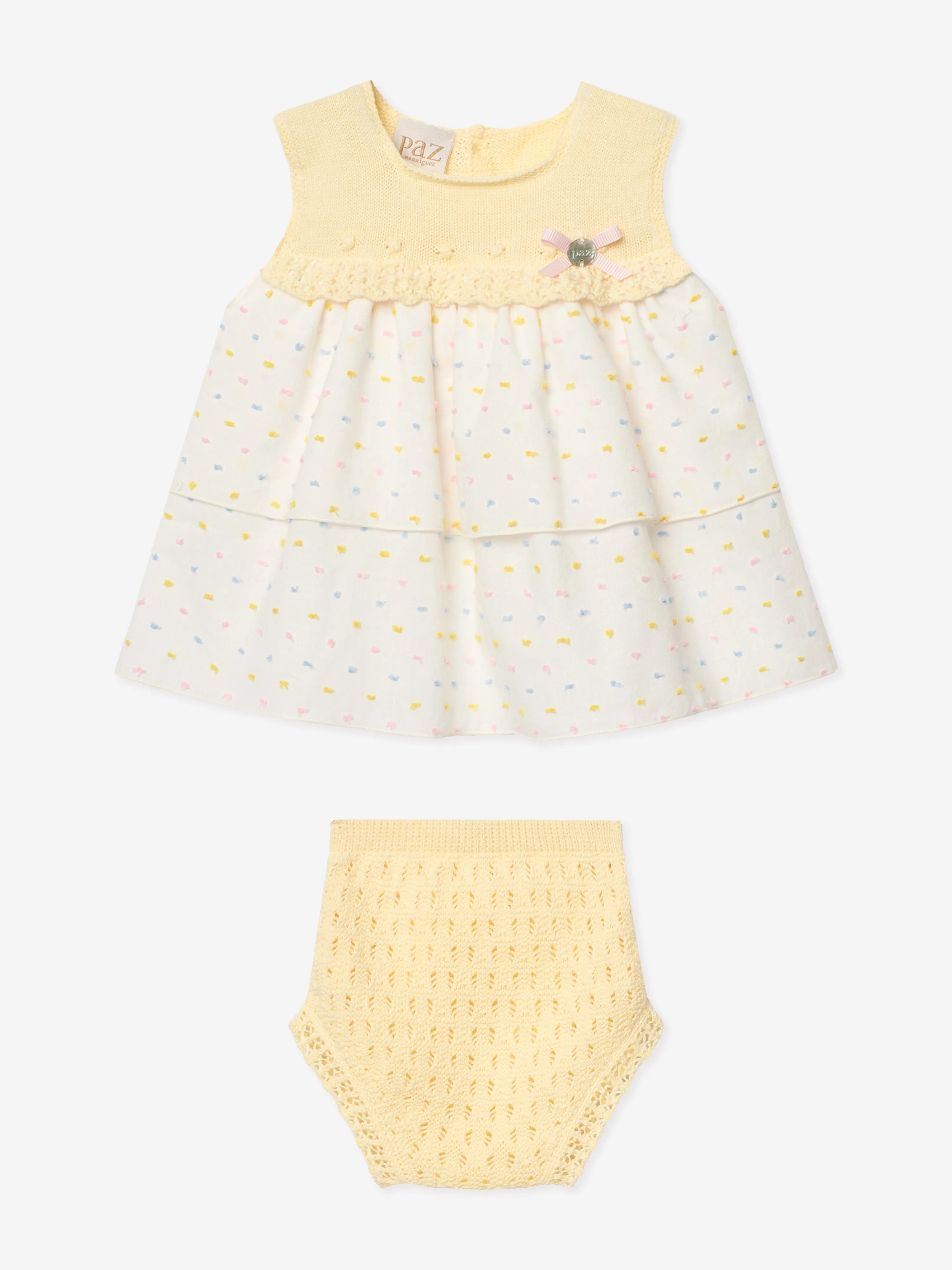Baby-Mädchen Kleid und Bloomers-Set in Gelb