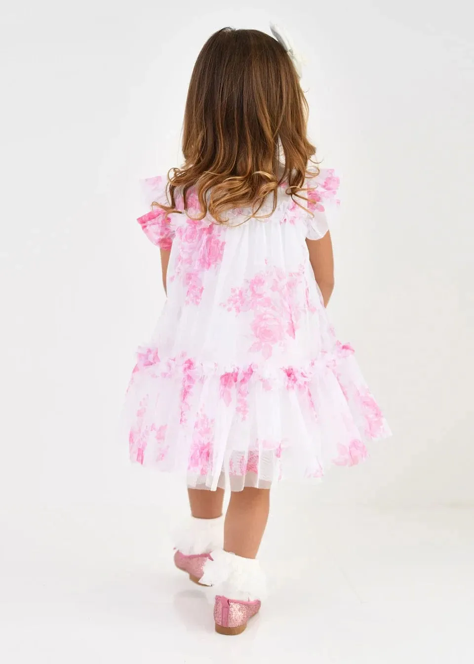Rosenknospen-Rosentüllkleid für Babygirls in Rosa