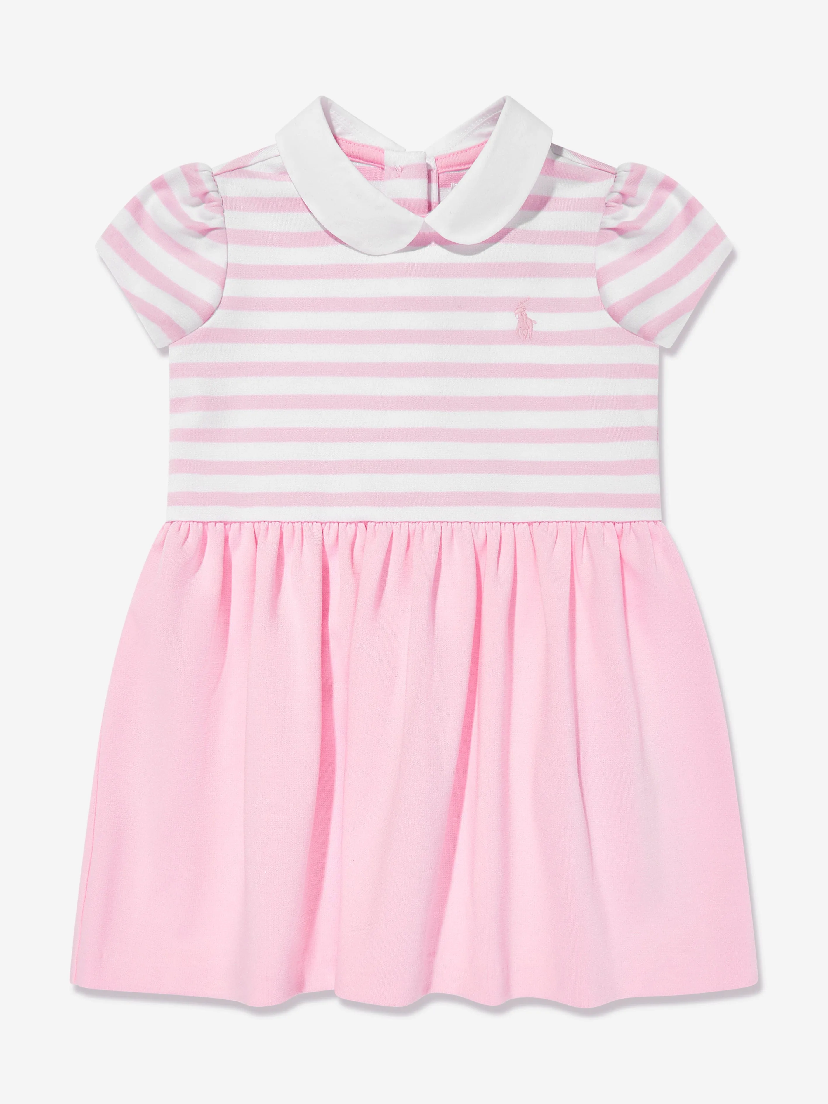 Gestreiftes Jersey-Kleid mit Bloomers in Rosa für Baby-Mädchen