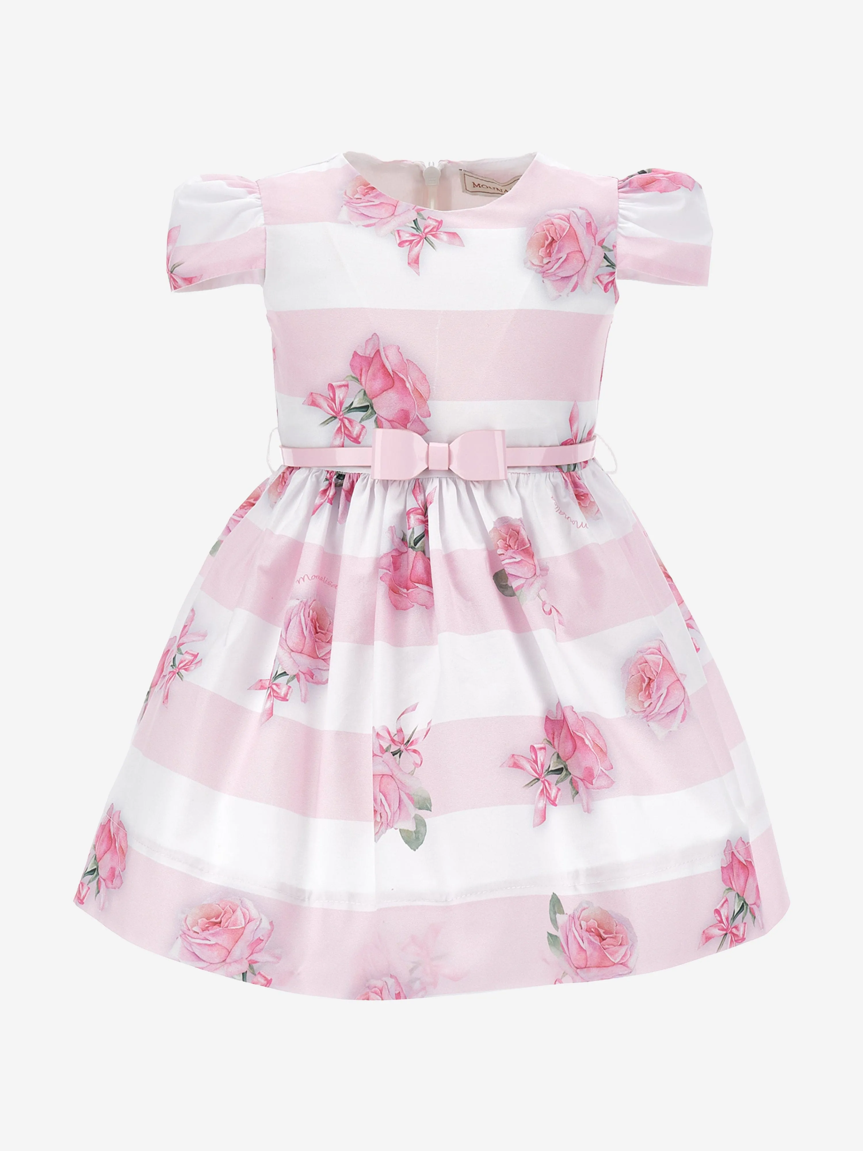 Rosa gestreiftes Rosenkleid für Babygirls