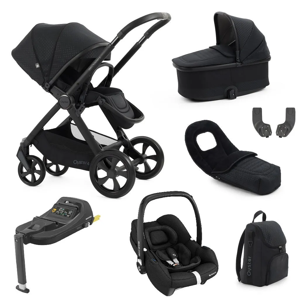 BabyStyle Oyster 4 LUXURY Bundle - 7-teilig - Rabenschwarz - mit Maxi-Cosi CabrioFix