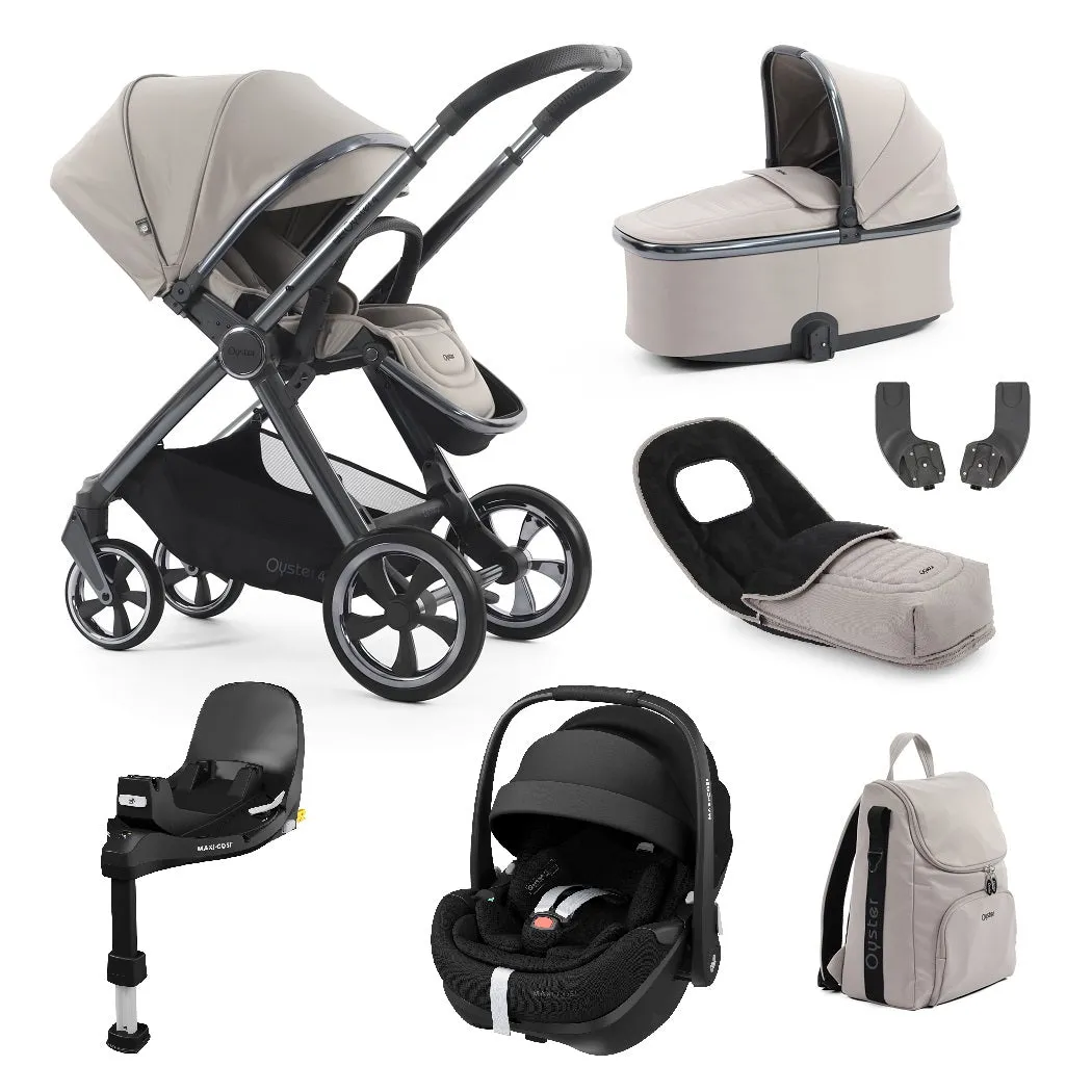 BabyStyle Oyster 4 LUXURY Bundle - 7-teilig - Stein - mit Maxi-Cosi Pebble 360 Pro²