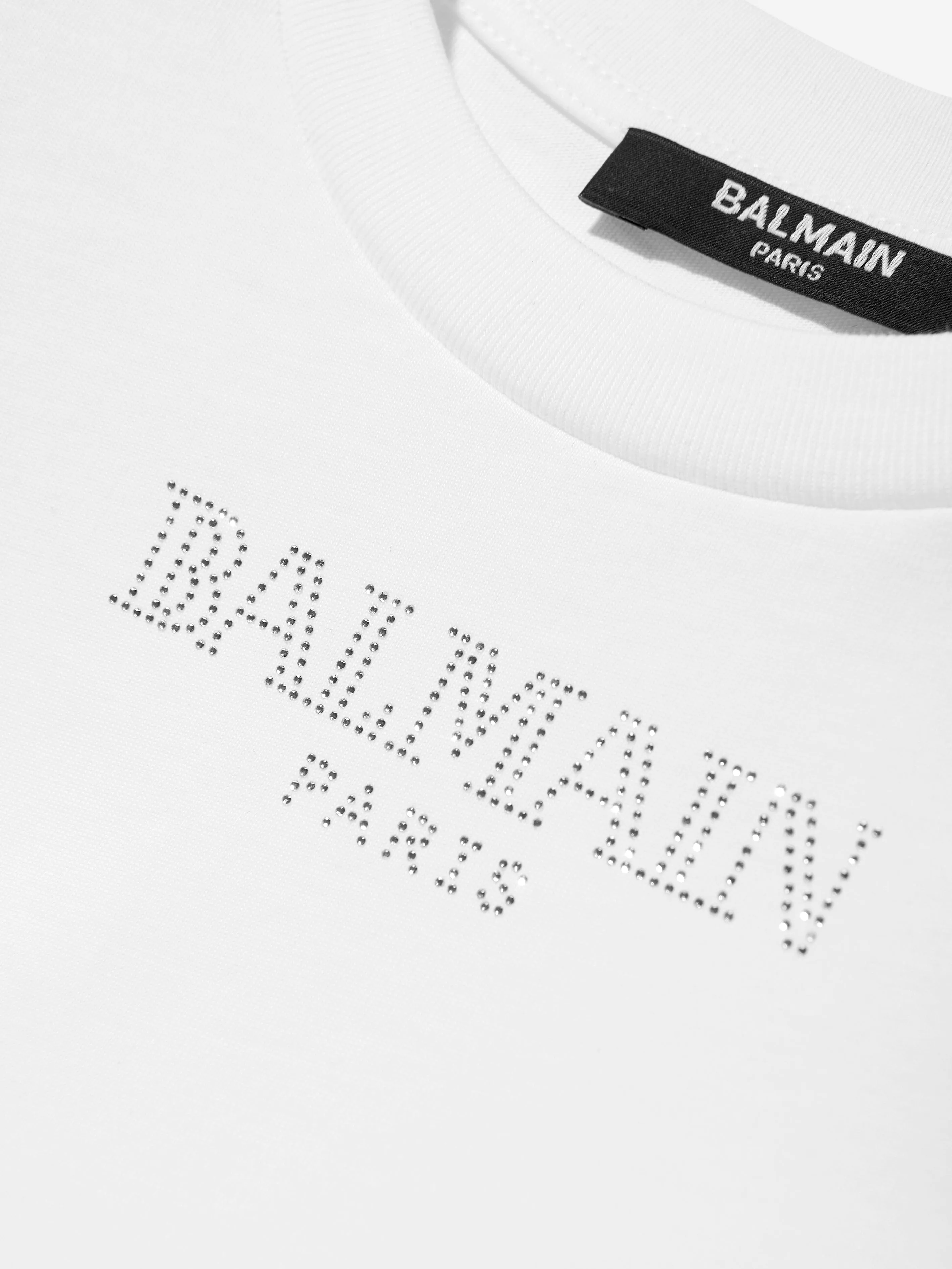 Balmain Mädchen Jersey Rüschenkleid in Weiß