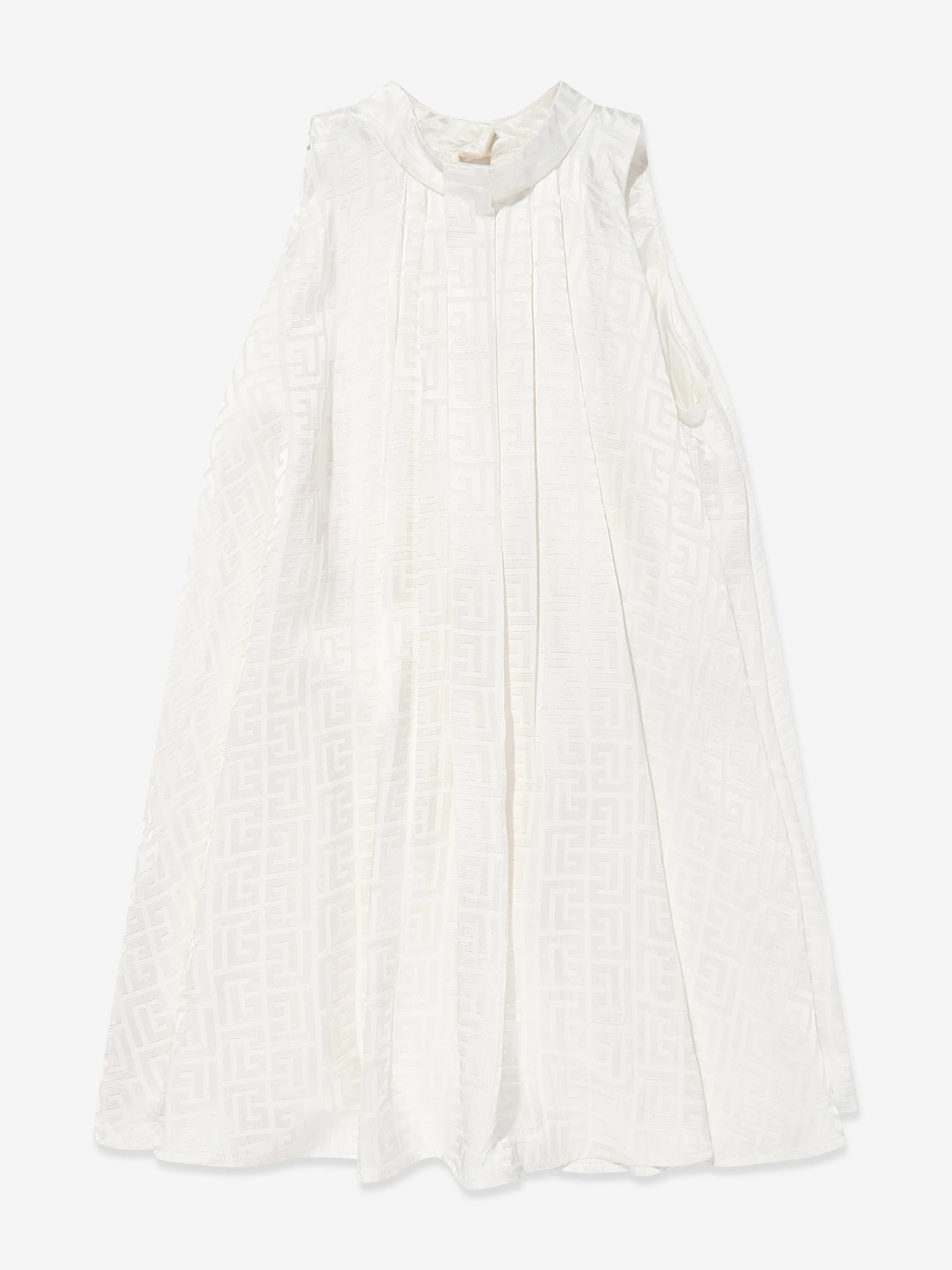 Balmain Mädchen ärmelloses Monogramm-Kleid in Elfenbein