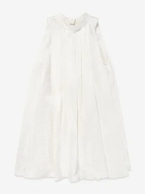 Balmain Mädchen ärmelloses Monogramm-Kleid in Elfenbein