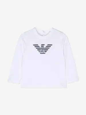 Emporio Armani Baby Jungen Langarm T-Shirt in Weiß