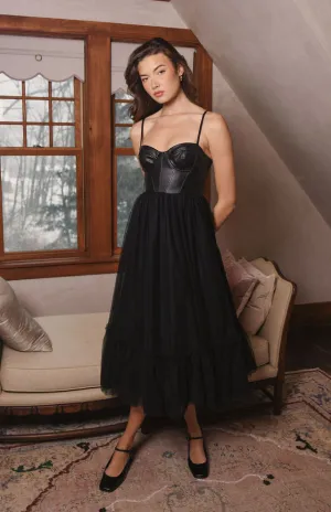 Essex Bustier-Midi-Kleid in Schwarz