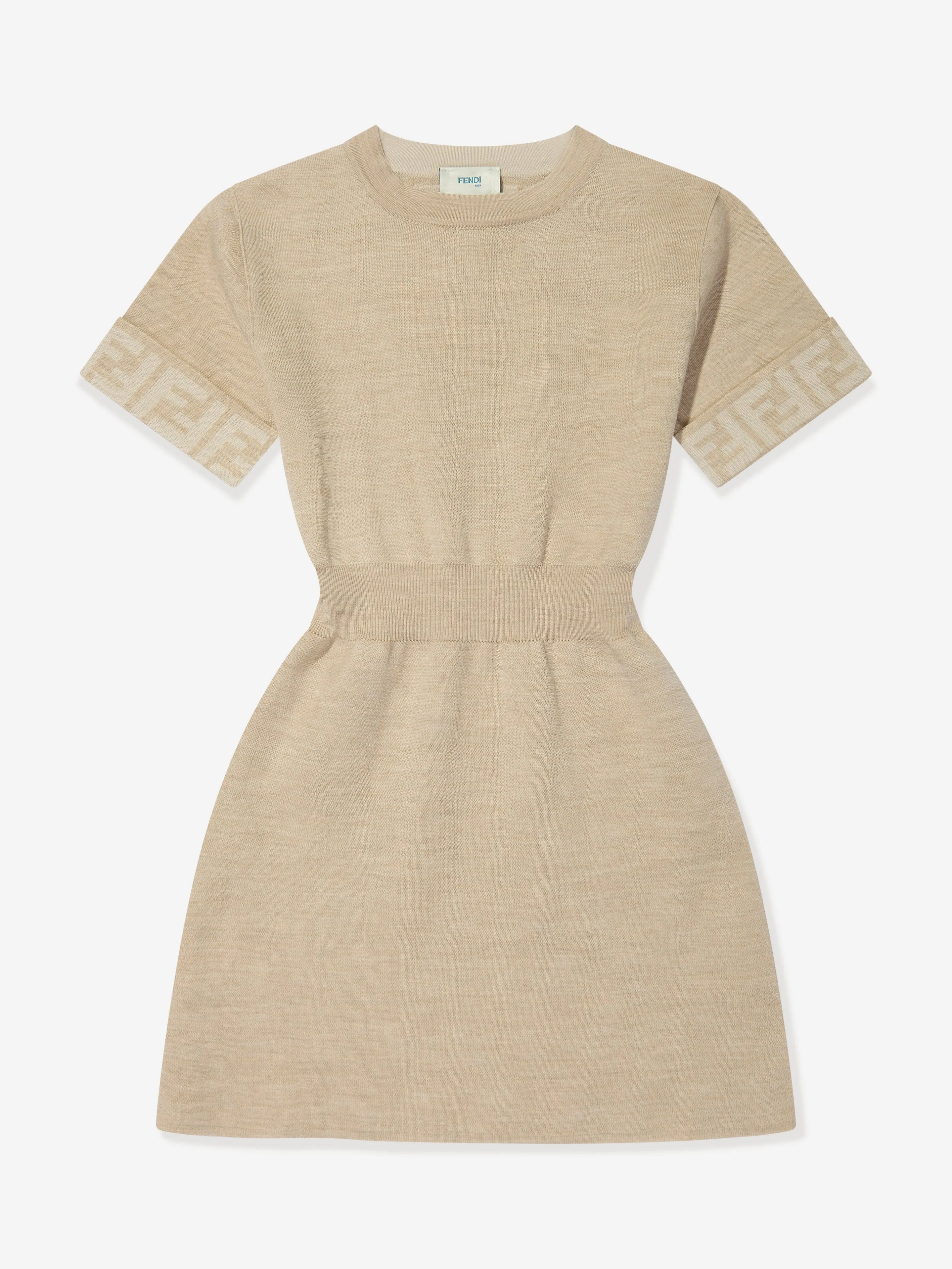 Fendi Girls Strickkleid mit FF-Logo in Braun