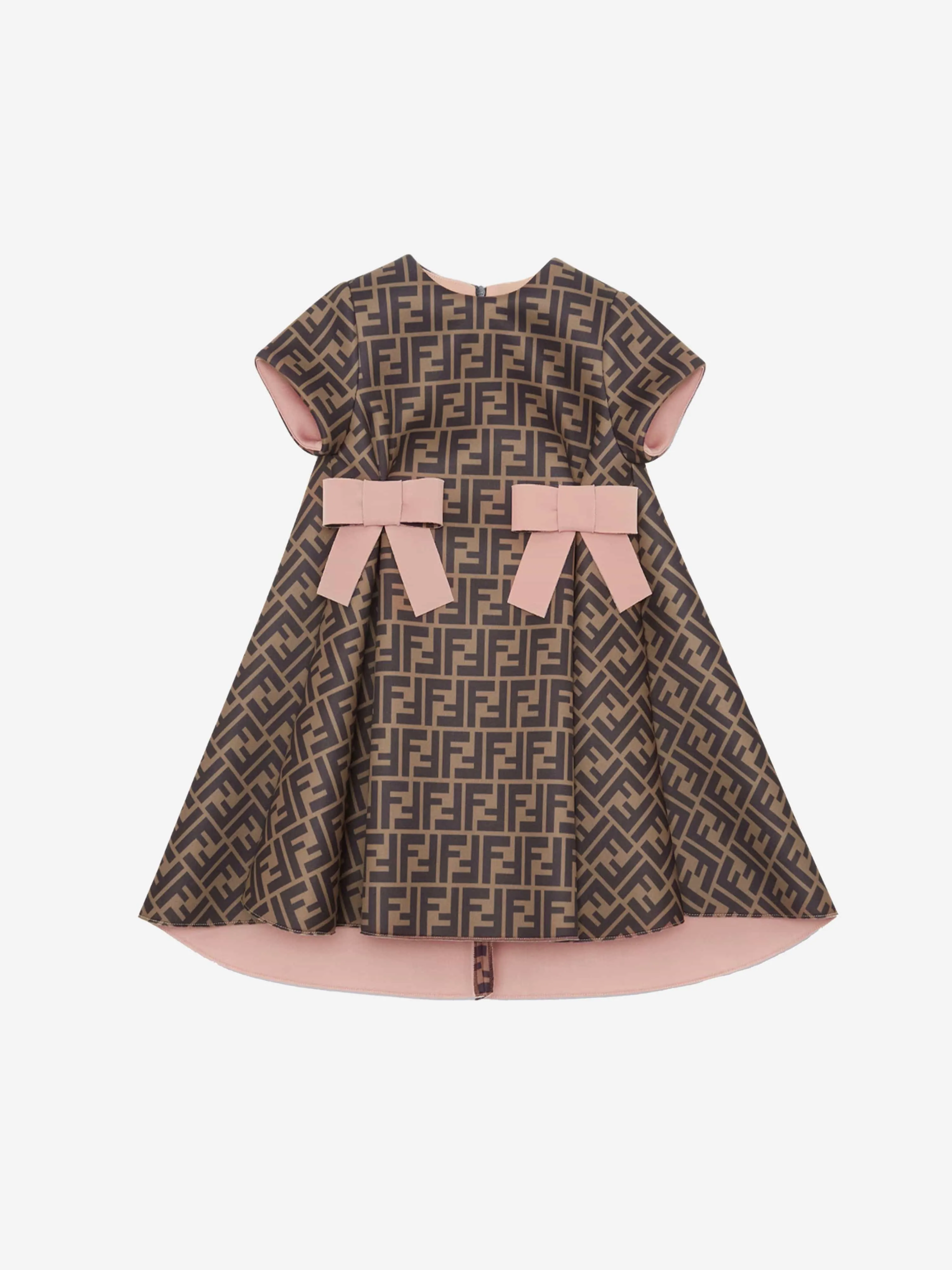 Fendi Girls Neoprene FF Logo Schleifenkleid