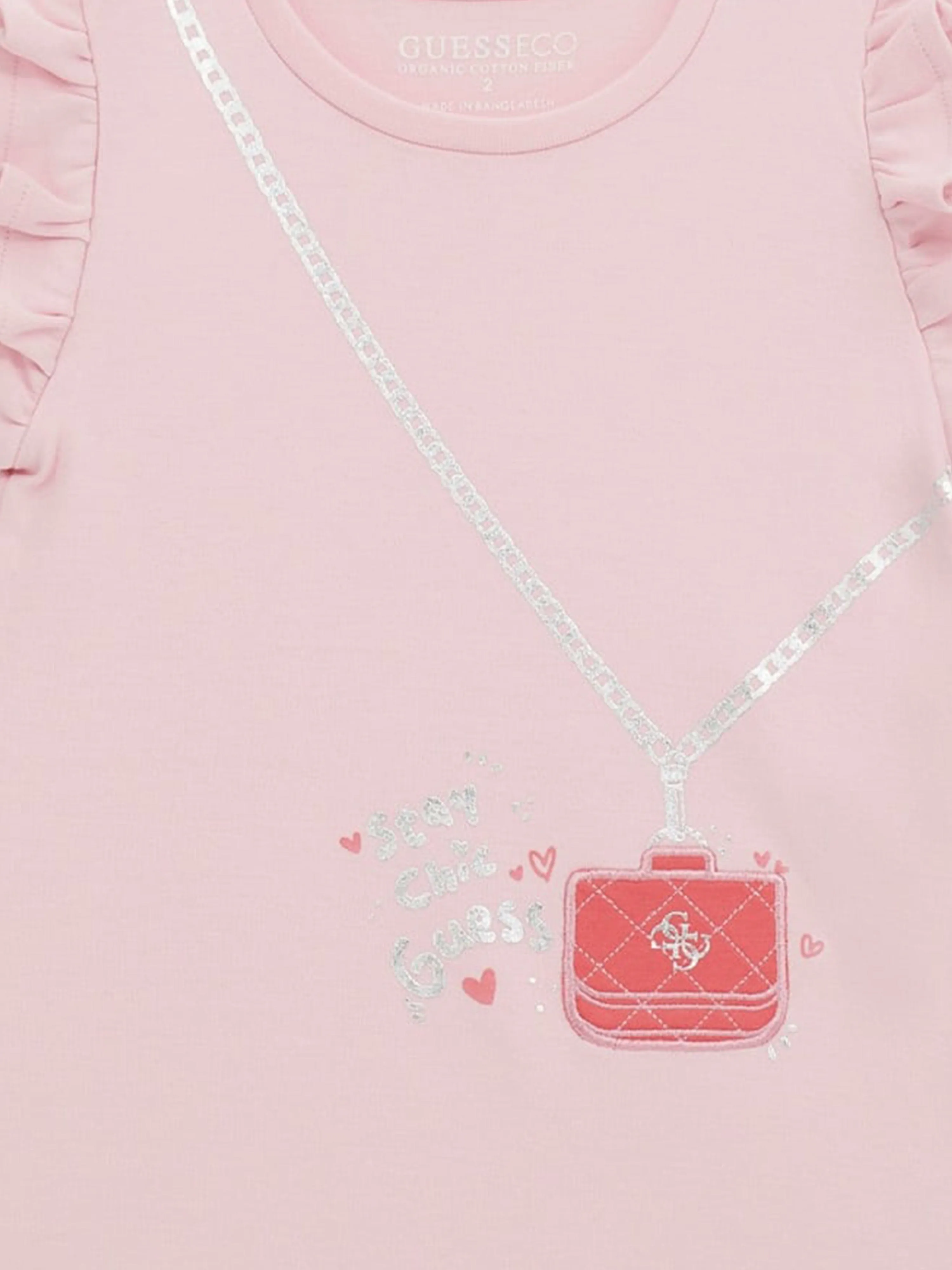Mädchen Druckkleid mit Tasche in Rosa
