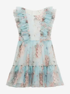 Mädchen Schmetterling Collage Tüllkleid in Blau