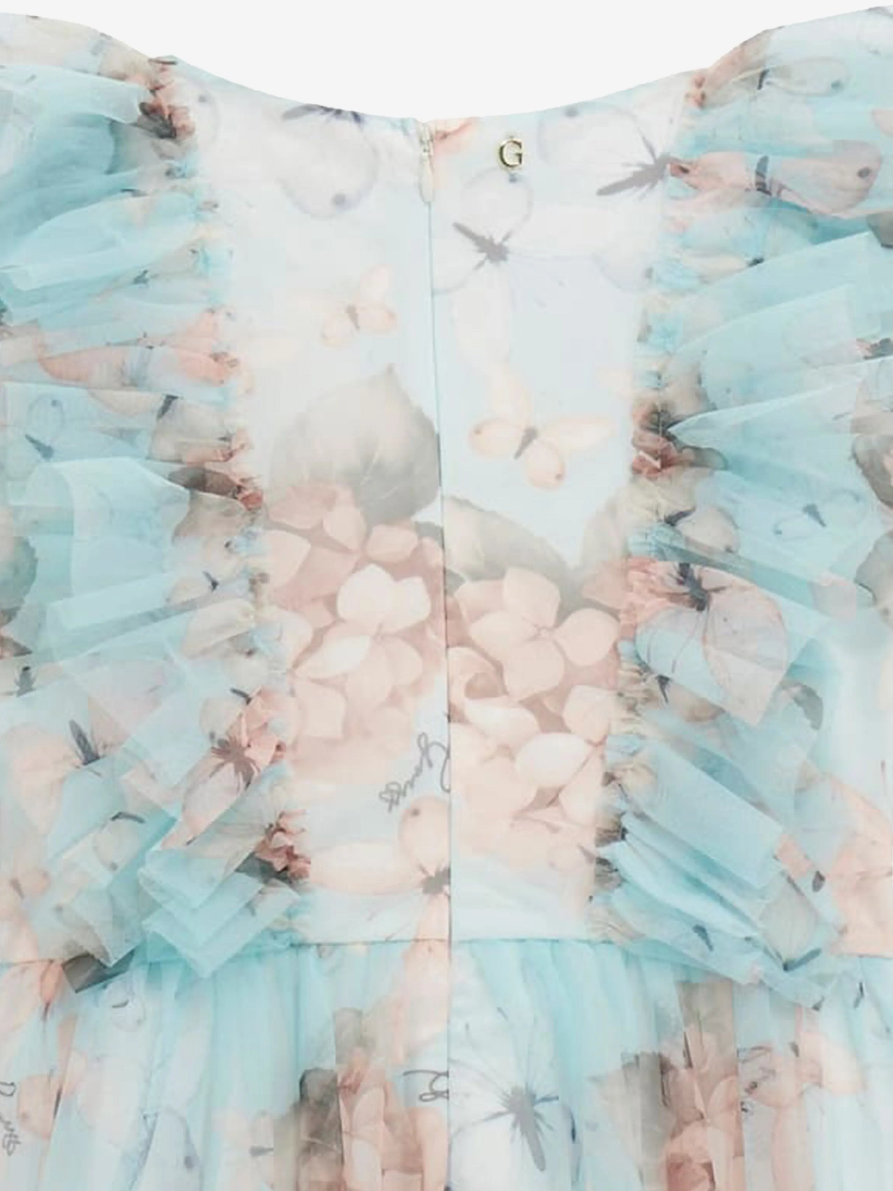 Mädchen Schmetterling Collage Tüllkleid in Blau