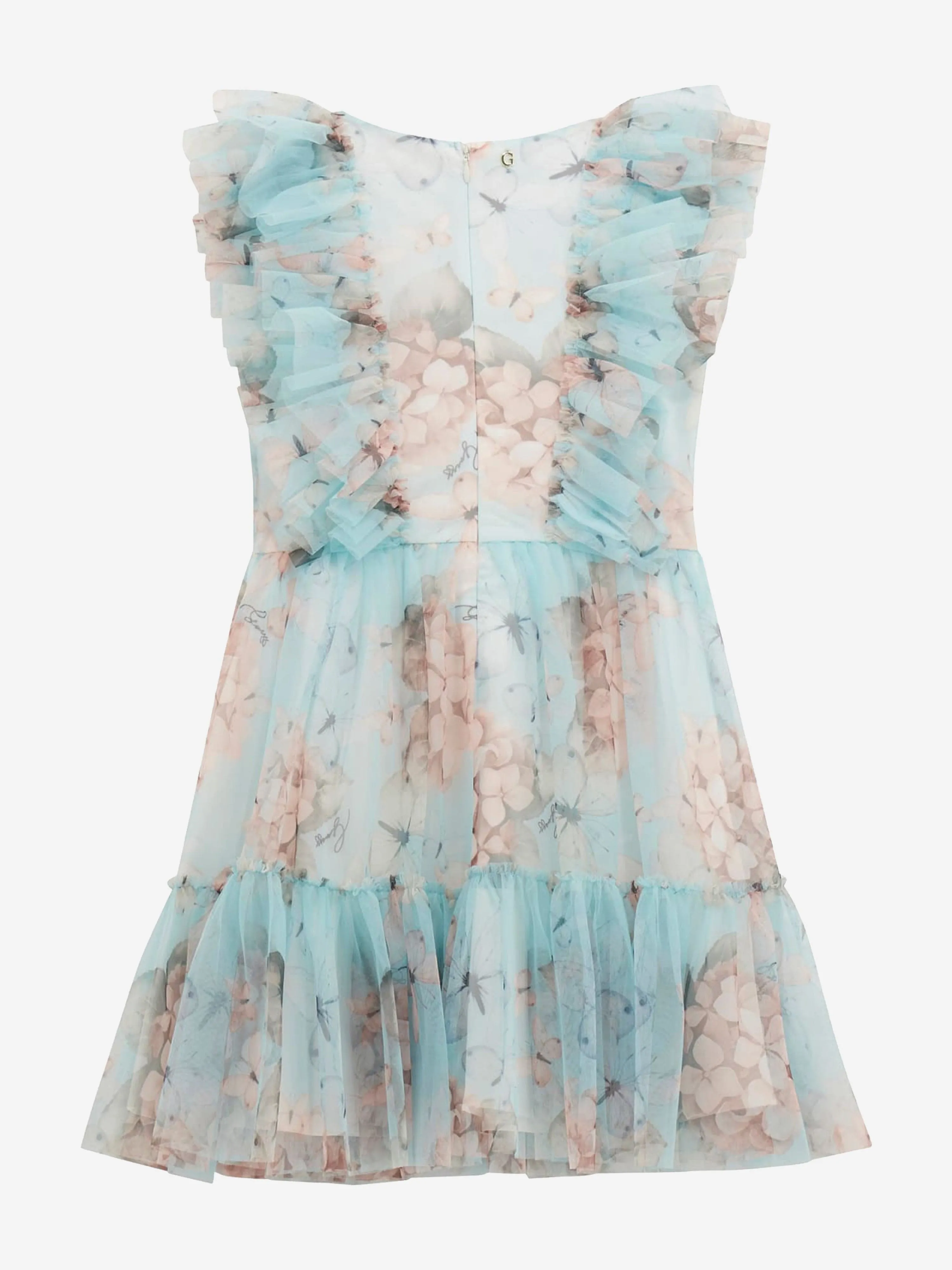 Mädchen Schmetterling Collage Tüllkleid in Blau