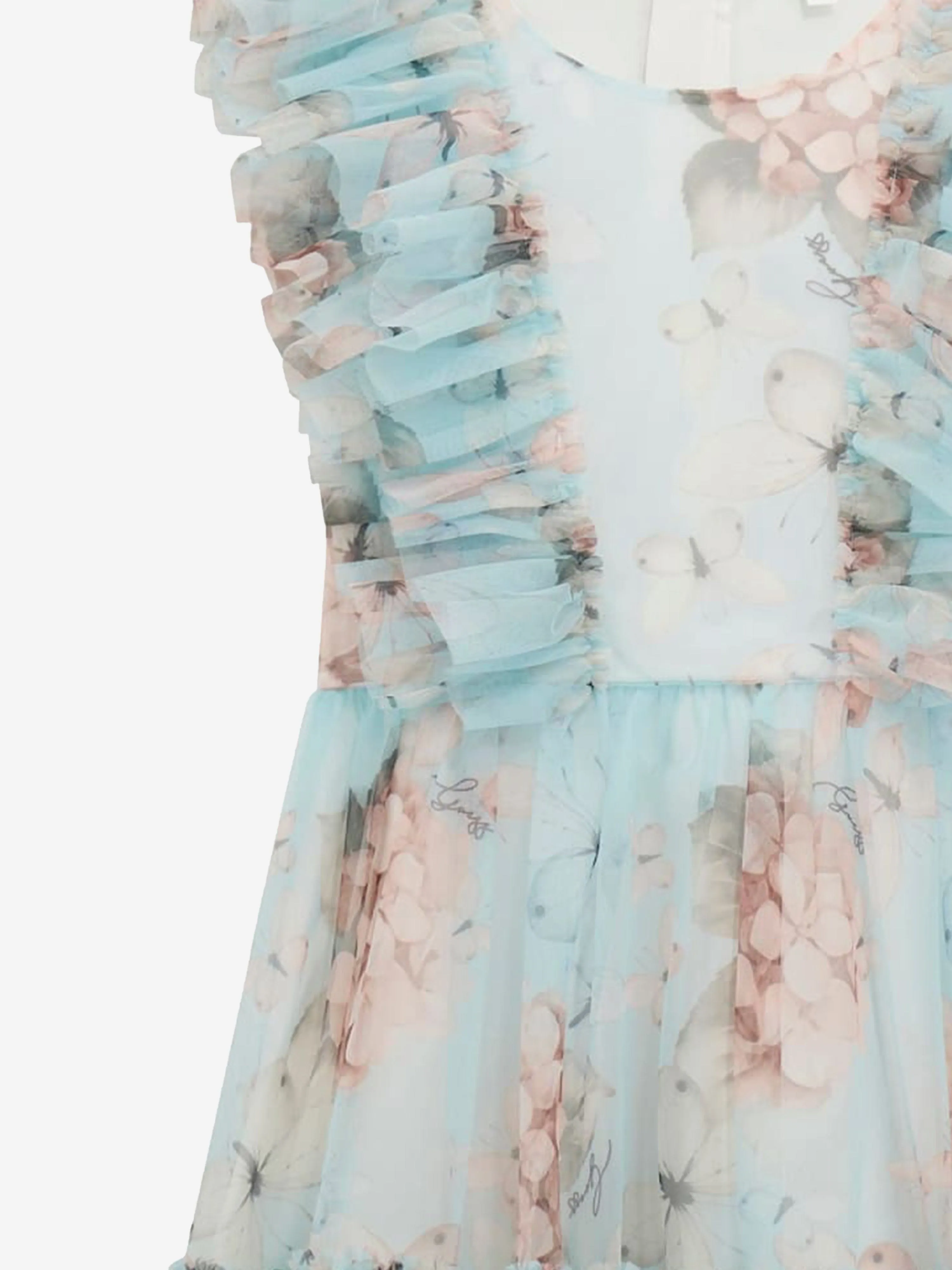 Mädchen Schmetterling Collage Tüllkleid in Blau