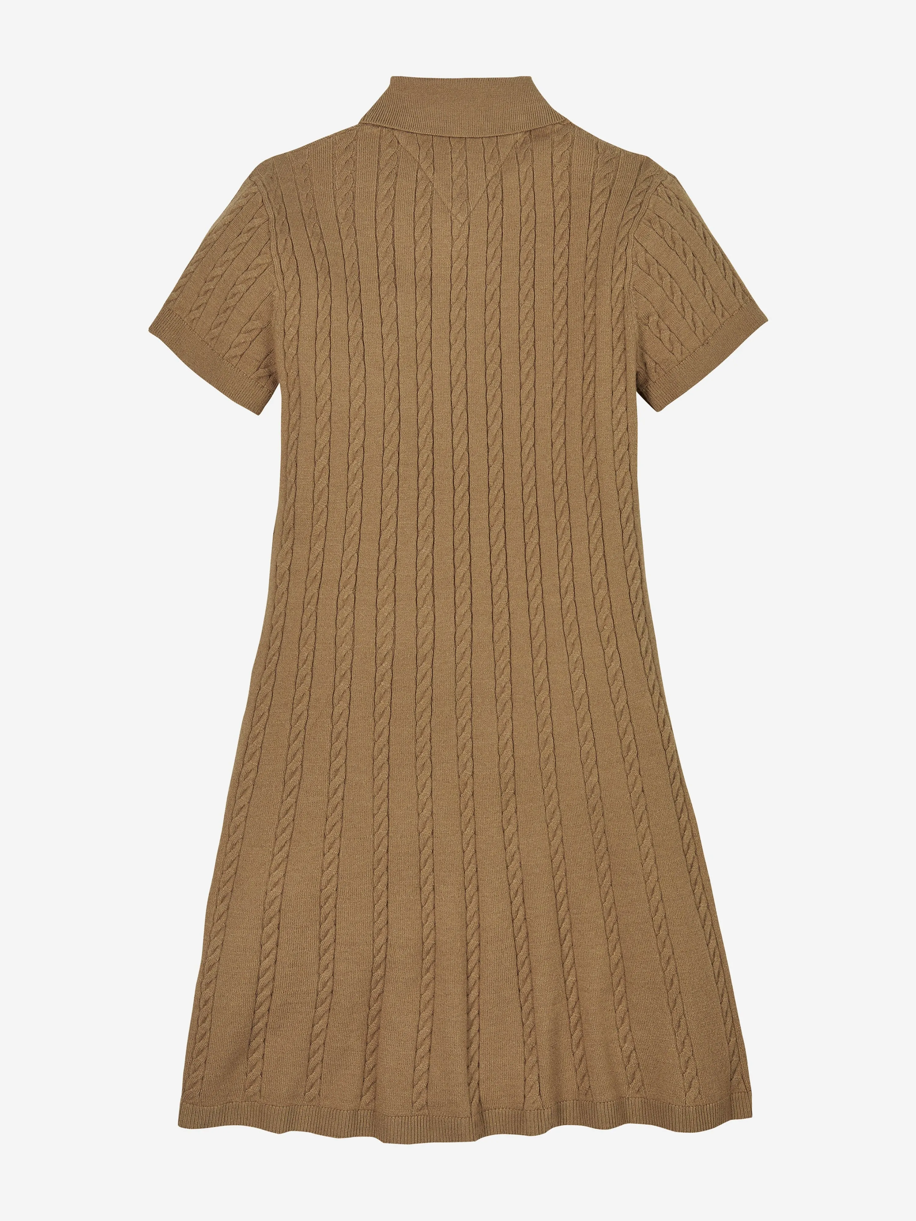 Mädchen Kabelmuster Polo-Kleid in Braun
