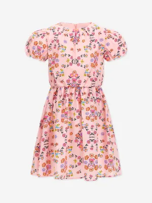 Mädchen Baumwollkleid mit Blumenmuster in Rosa