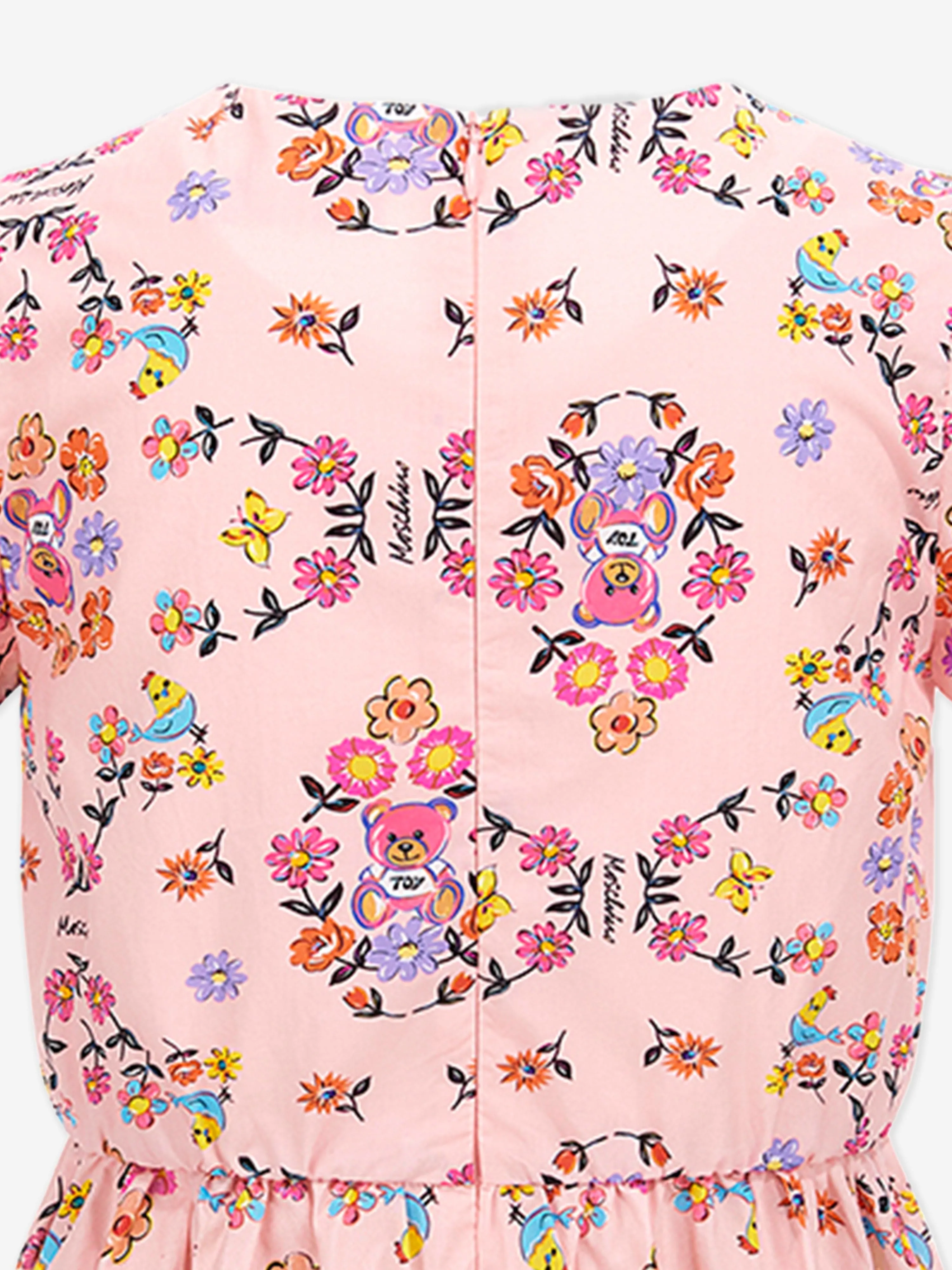 Mädchen Baumwollkleid mit Blumenmuster in Rosa