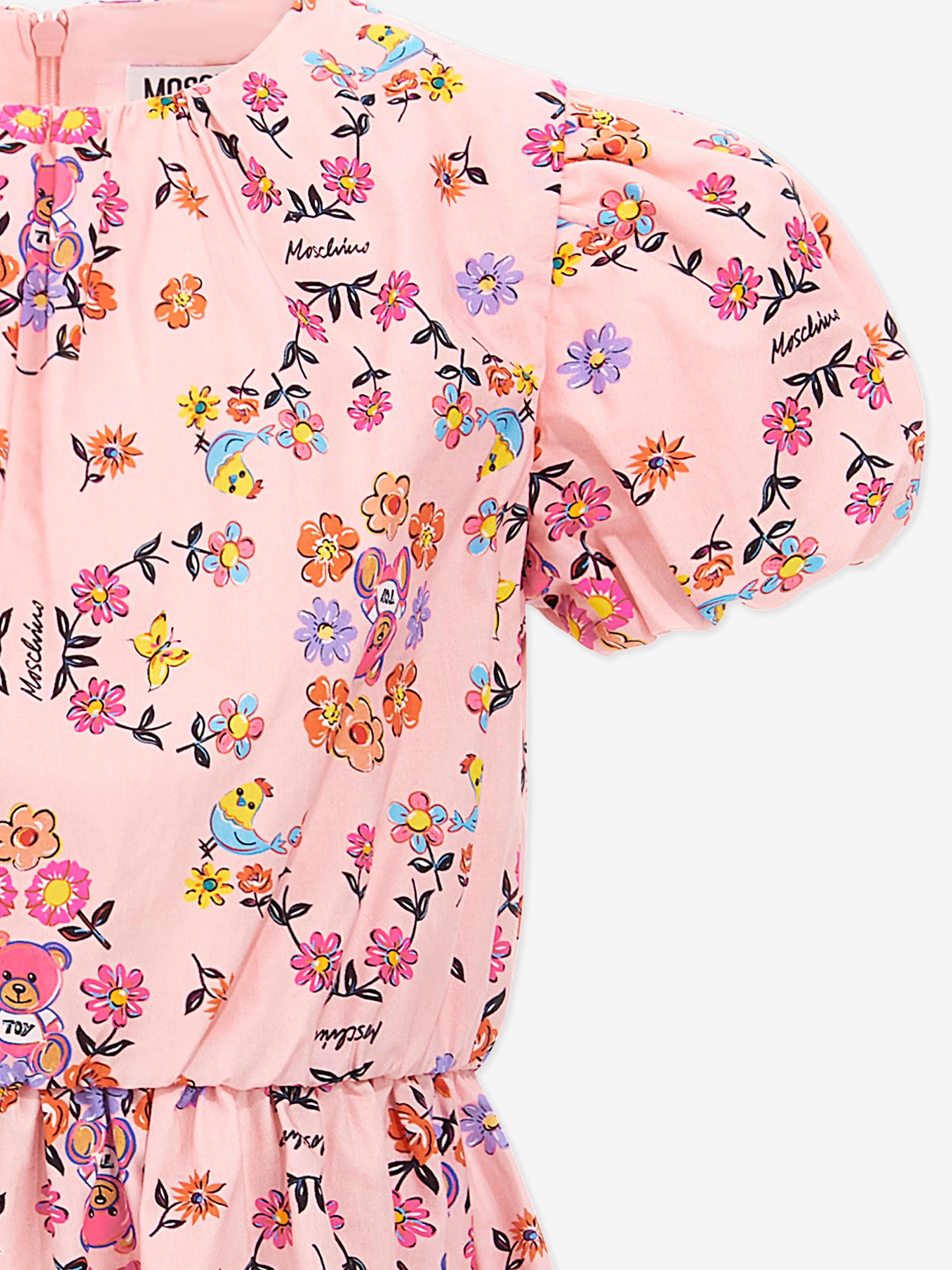 Mädchen Baumwollkleid mit Blumenmuster in Rosa