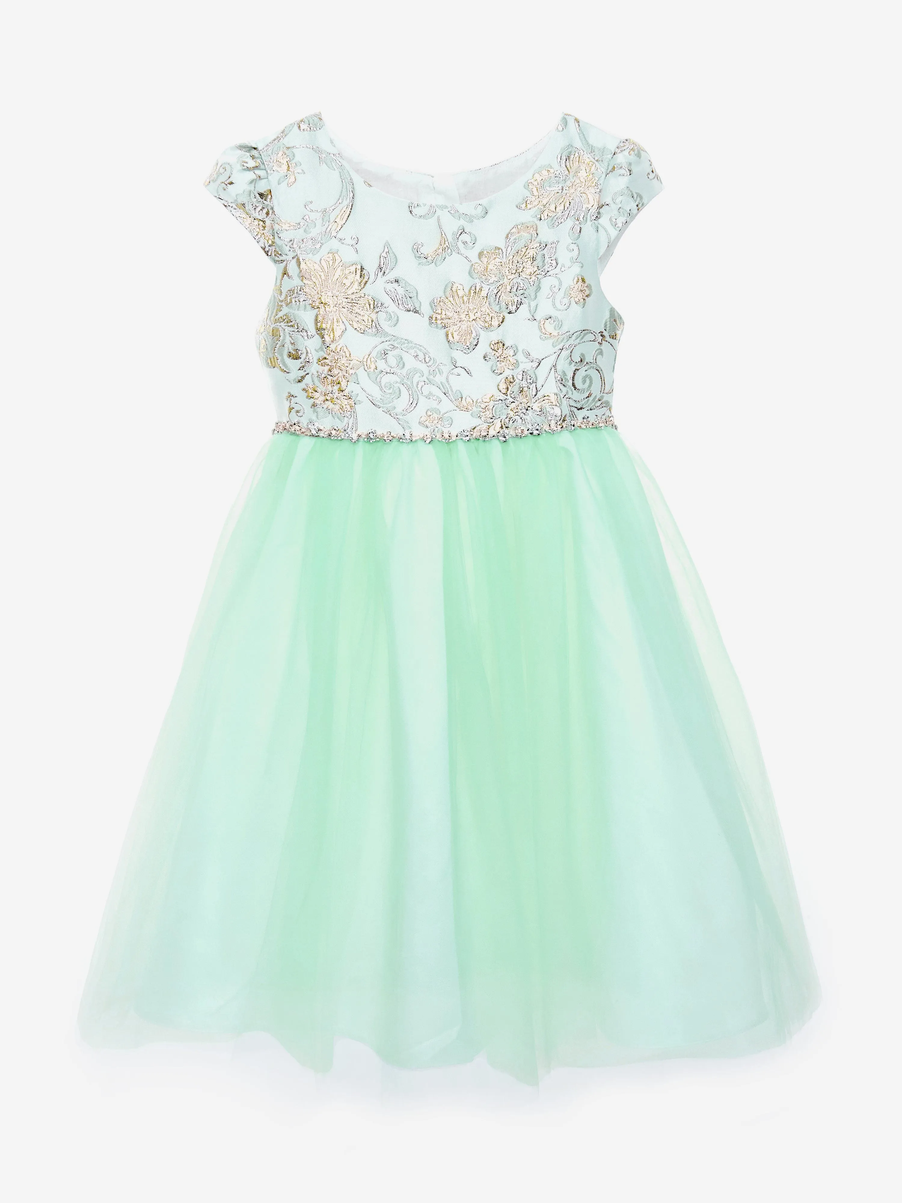 Mädchen Kristall-Kaskaden-Kleid in Grün