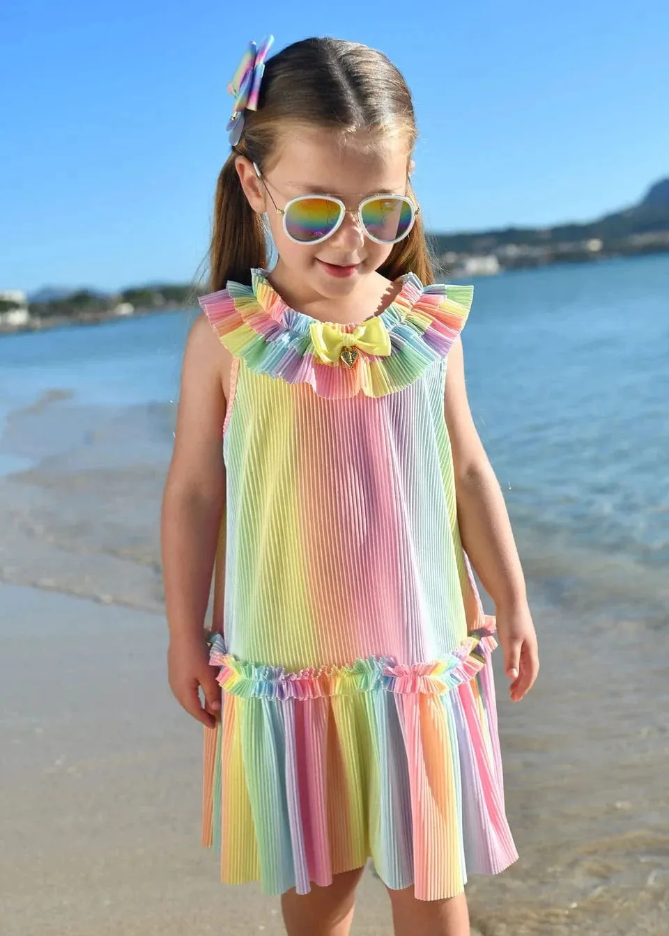 Mädchen Ember Plisseekleid in Mehrfarbig
