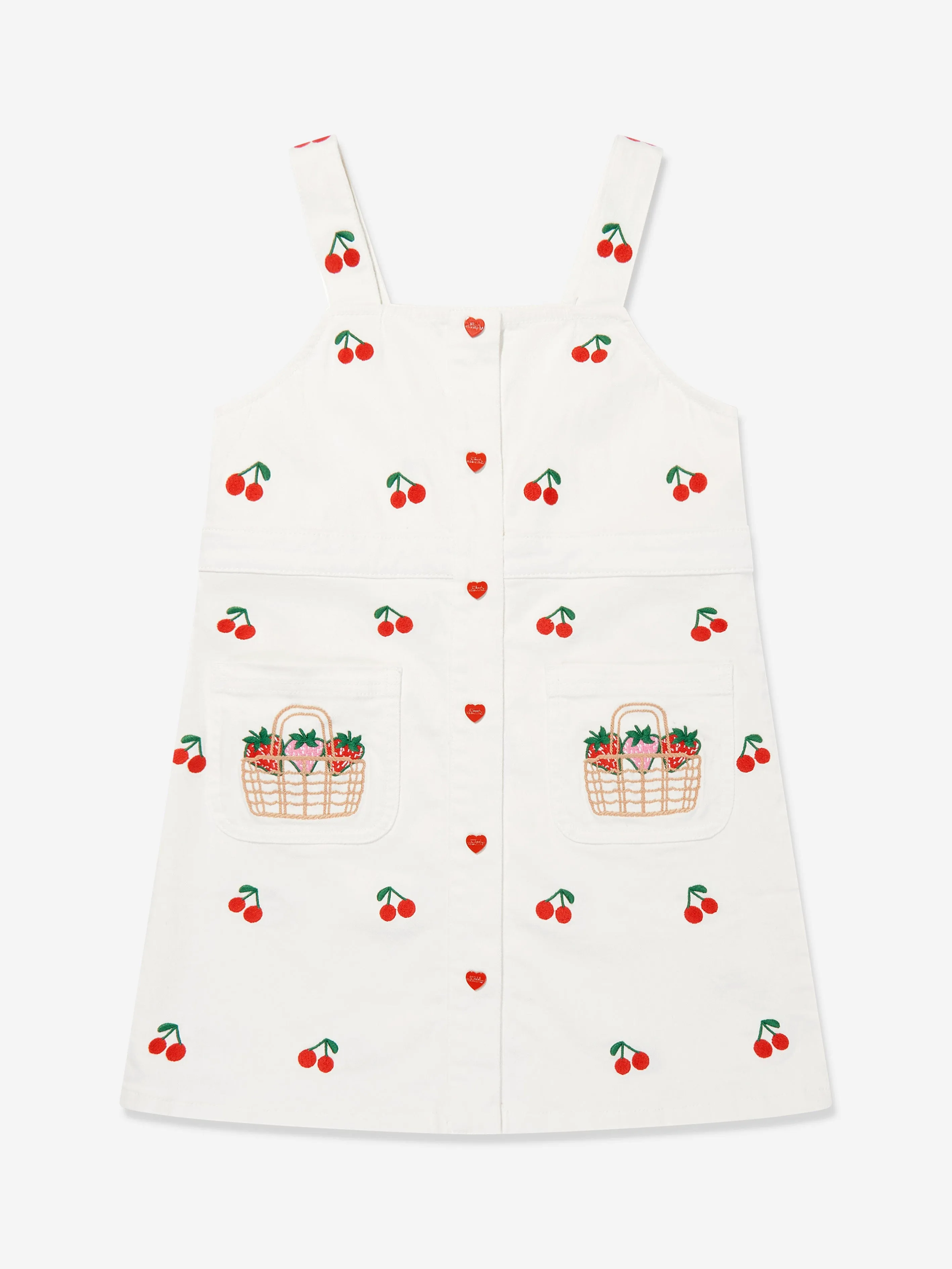 Mädchen besticktes Kirschenkleid in Weiß