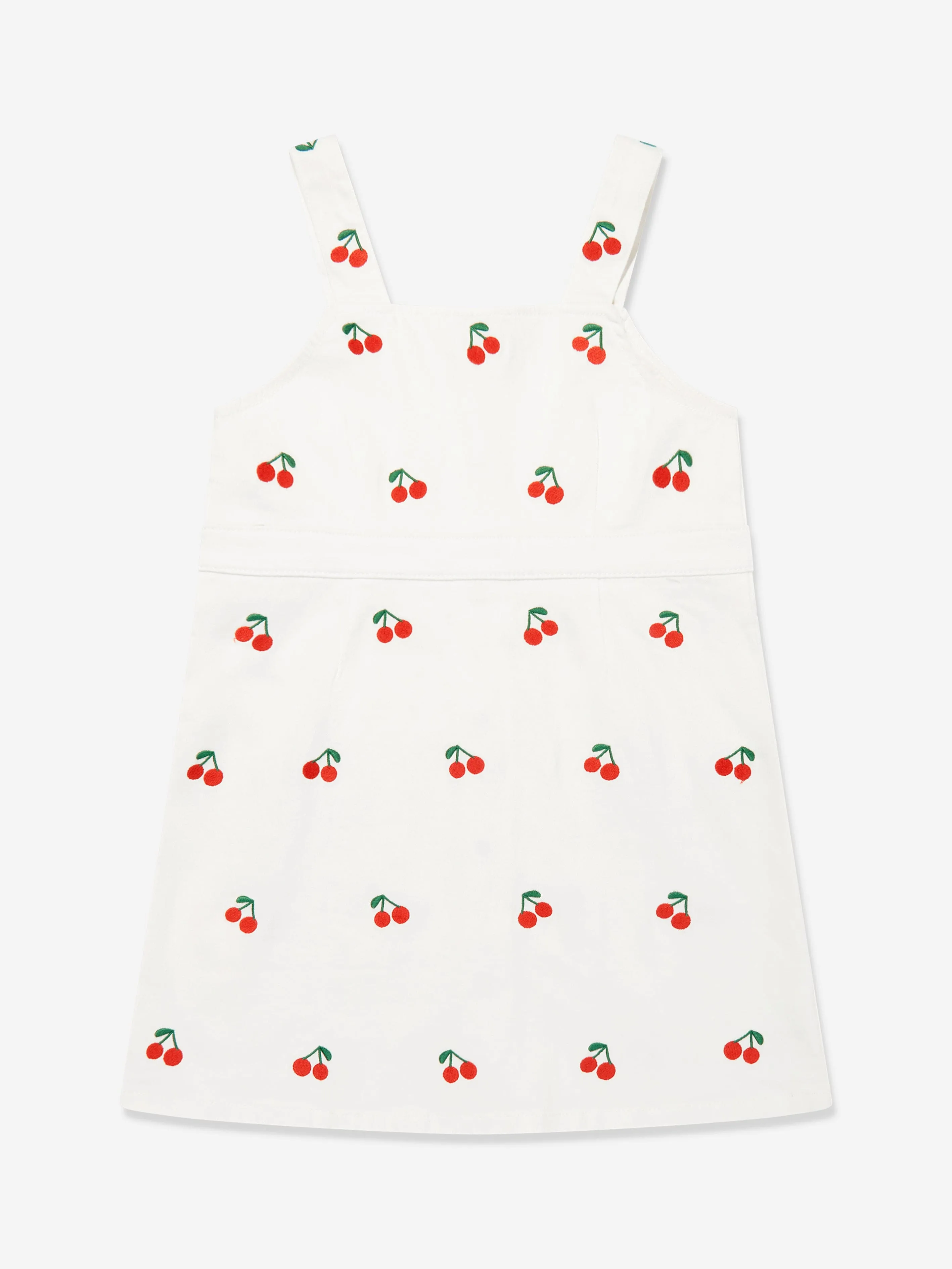 Mädchen besticktes Kirschenkleid in Weiß
