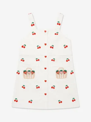Mädchen besticktes Kirschenkleid in Weiß