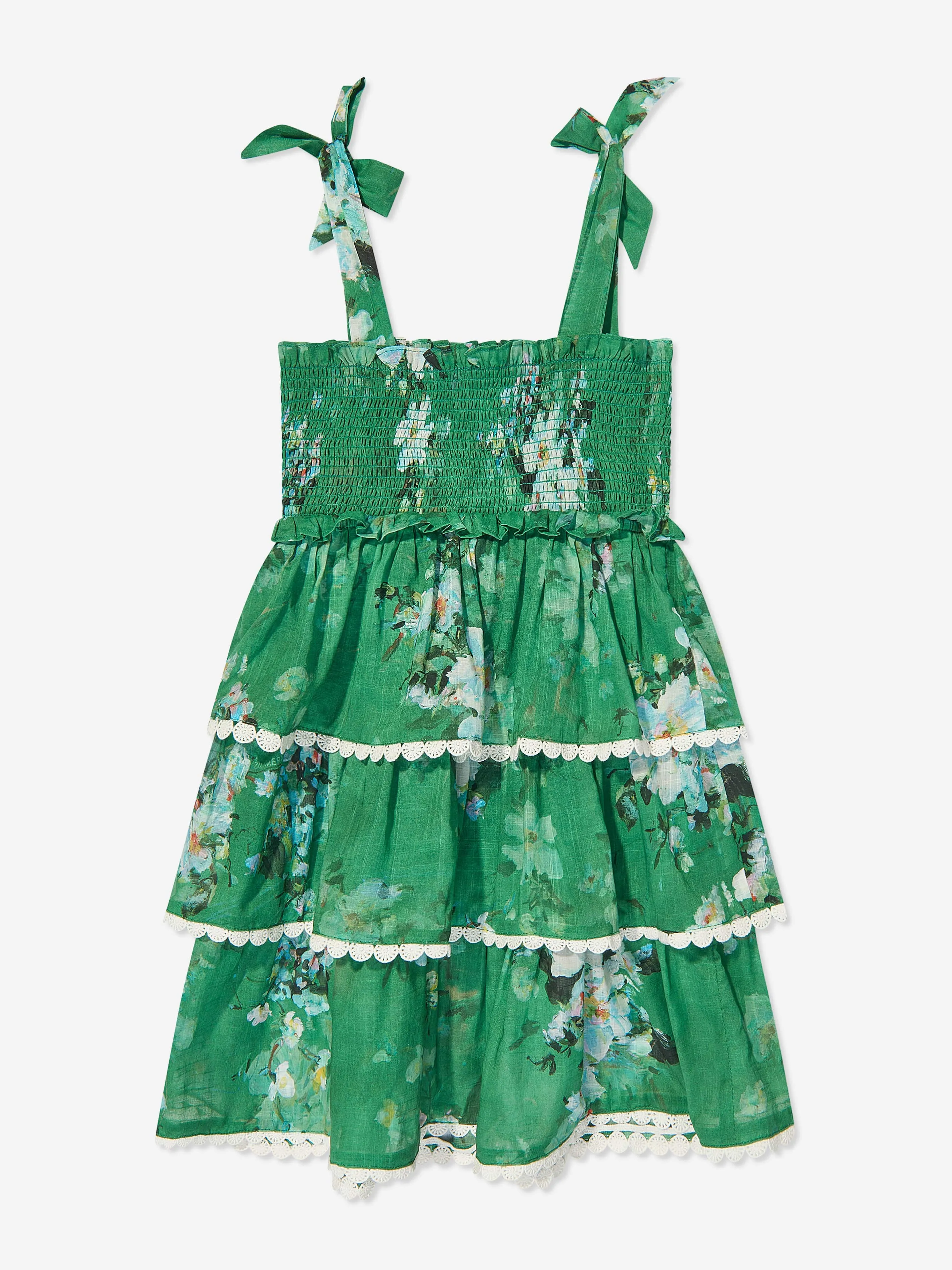 Everley Mädchen Kleid mit Etagen in Grün