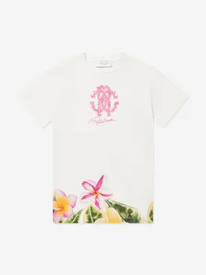 Mädchen Blumen-Logo-Kleid in Weiß