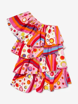 Mädchen Fontane Druck Rüschenkleid in Mehrfarben