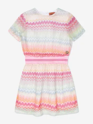 Mädchen Strickkleid im Zickzack-Muster in Mehrfarben
