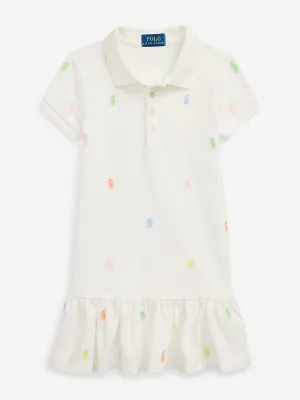 Mädchen Logo Polo Kleid in Weiß
