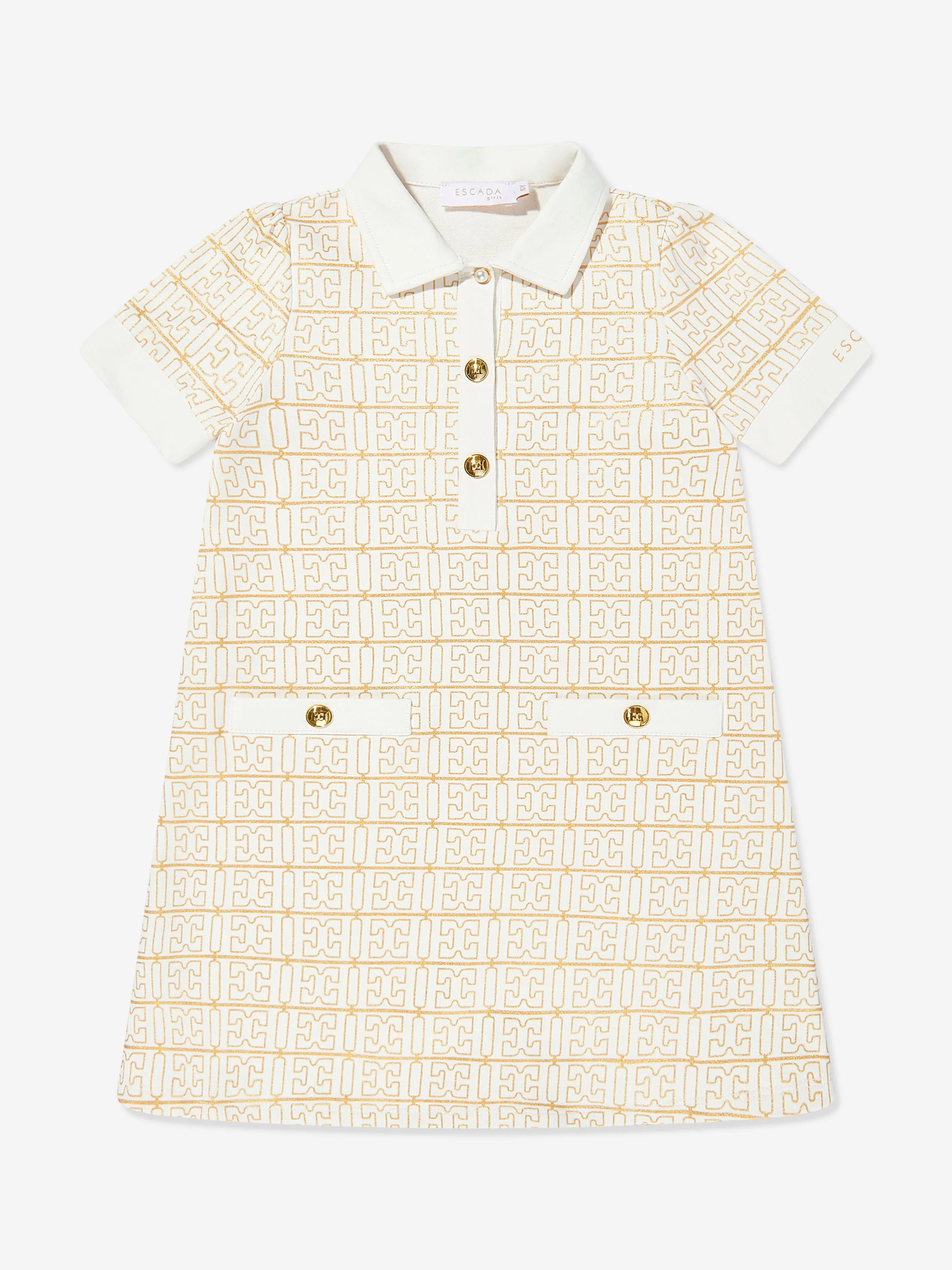 Mädchen Logo Print Kleid in Elfenbein