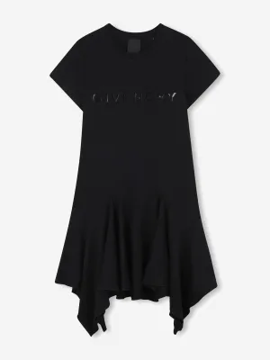 Mädchen Logo Rüschenkleid in Schwarz