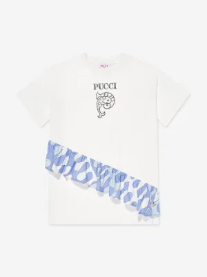 Mädchen Logo Rüschen Jerseykleid in Elfenbein
