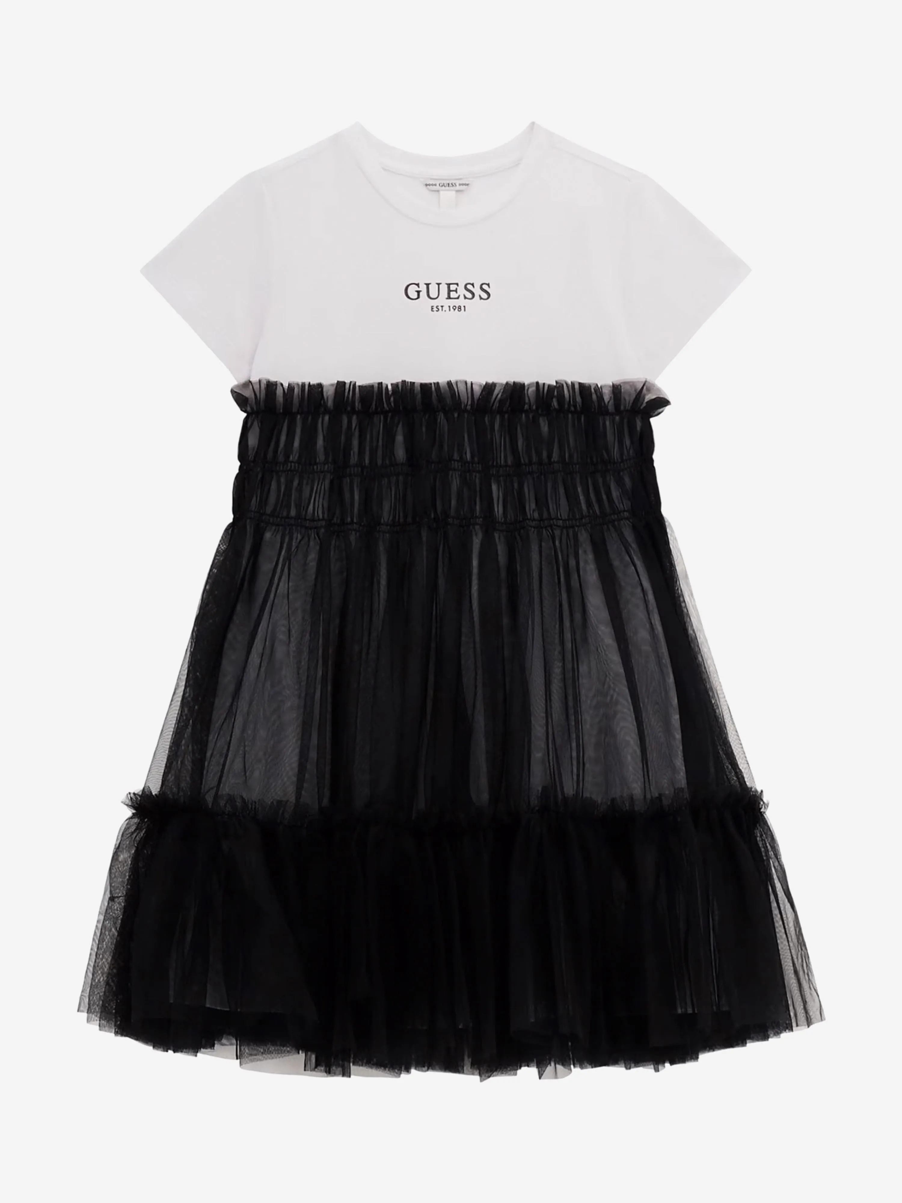 Mädchen Mixed-Fabric-Kleid in Schwarz
