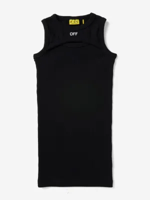 Girls Off Stamp Rippenkleid in Schwarz