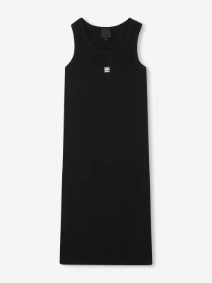 Mädchen Rippen-Logo Tankkleid in Schwarz