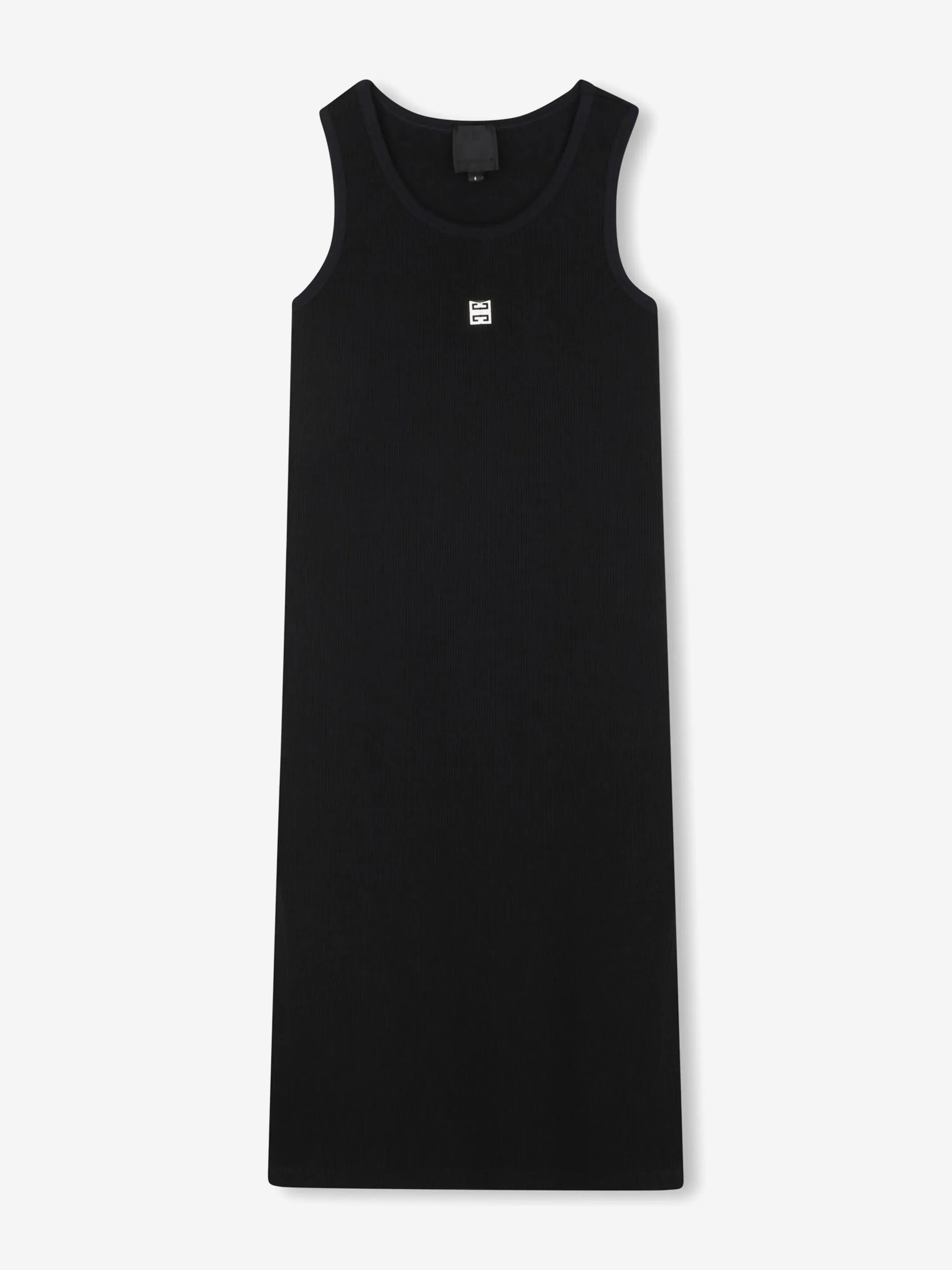 Mädchen Rippen-Logo Tankkleid in Schwarz