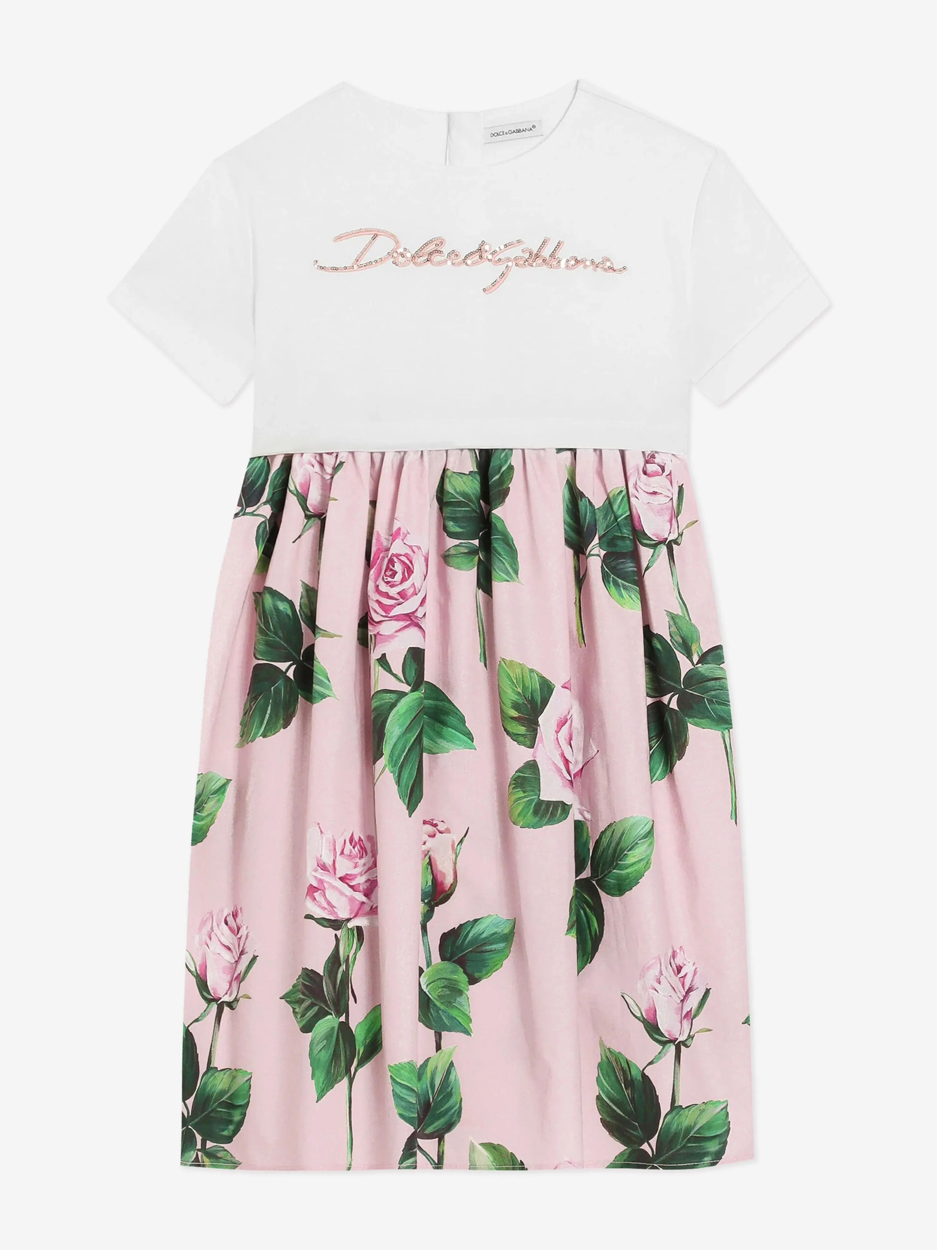 Mädchen Rosa Rosen-Logo-Druck Kleid