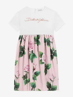 Mädchen Rosa Rosen-Logo-Druck Kleid
