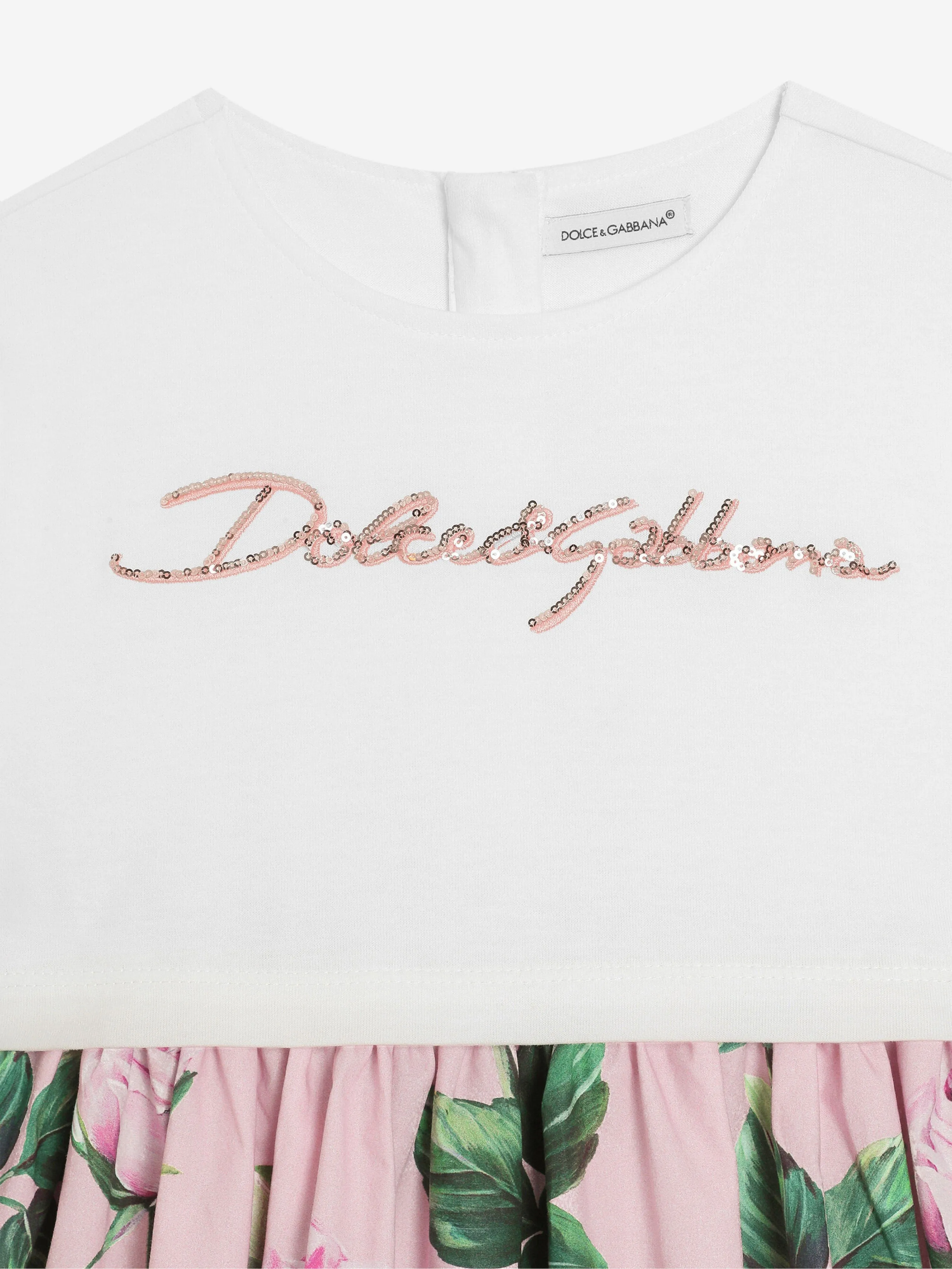 Mädchen Rosa Rosen-Logo-Druck Kleid