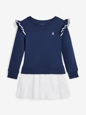 Mädchen Rüschenpullover-Kleid in Marineblau