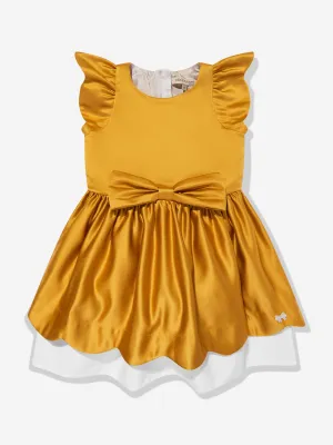 Mädchenkleid mit Bogenausschnitt in Gelb