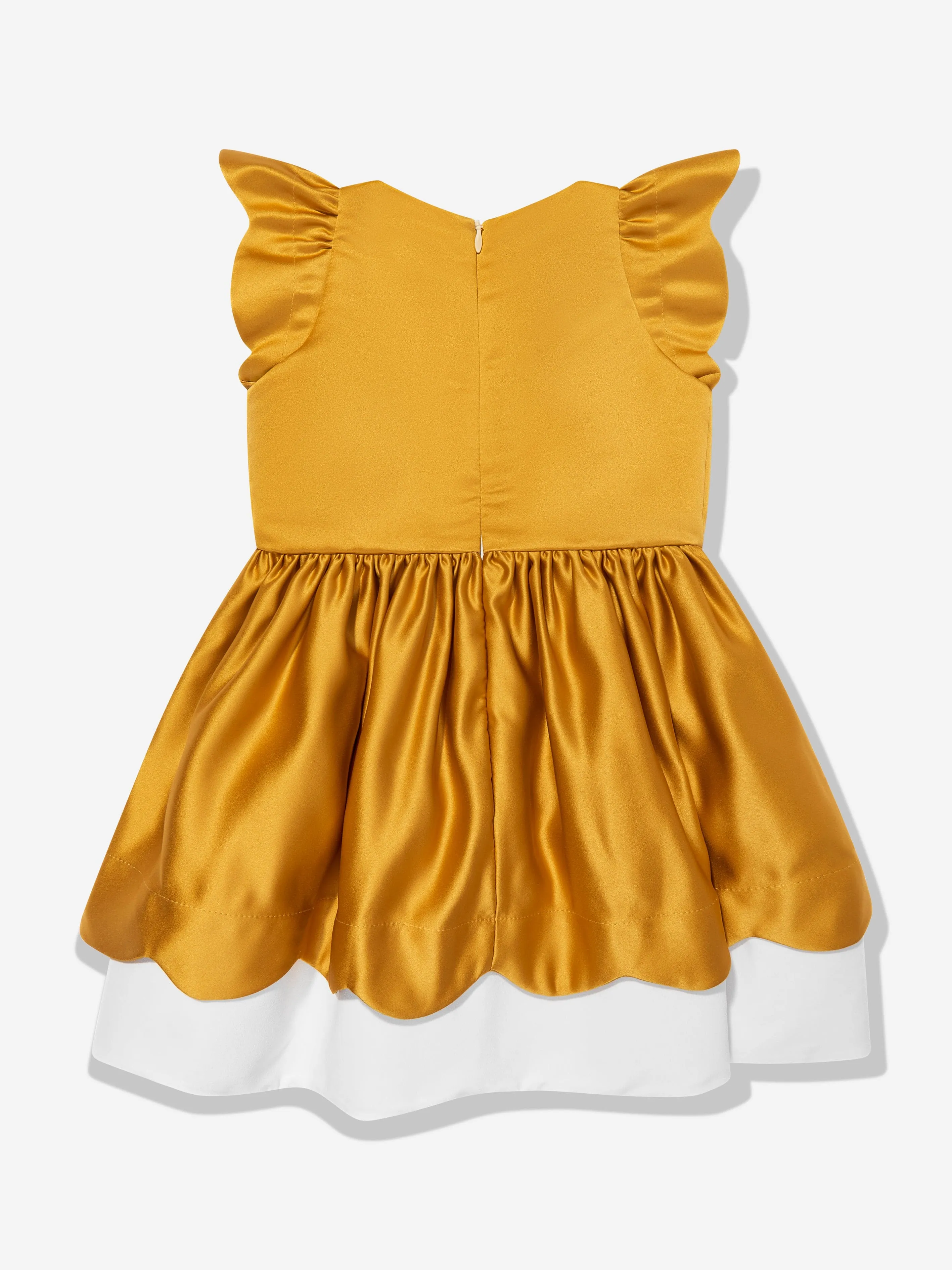 Mädchenkleid mit Bogenausschnitt in Gelb