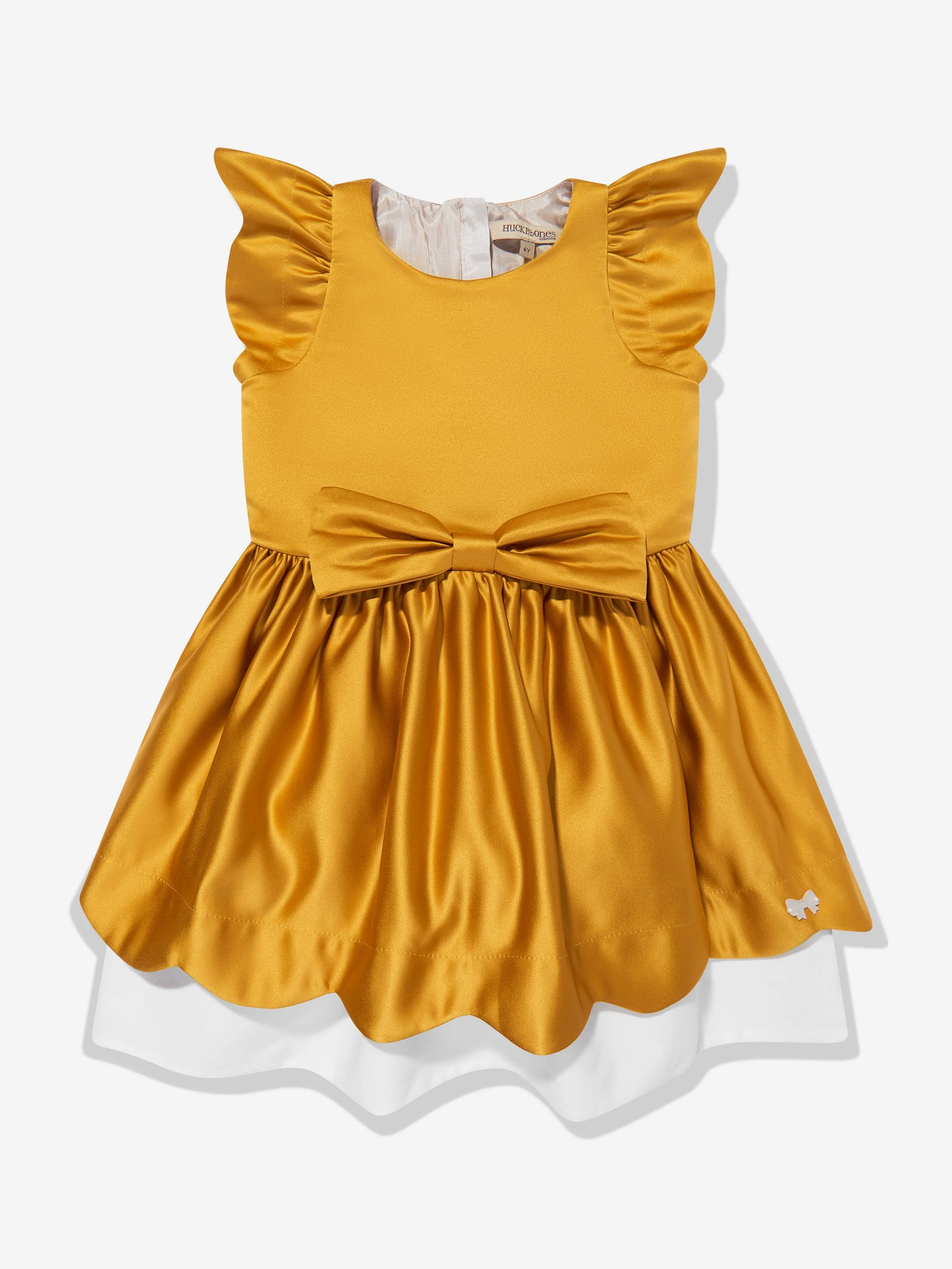 Mädchenkleid mit Bogenausschnitt in Gelb