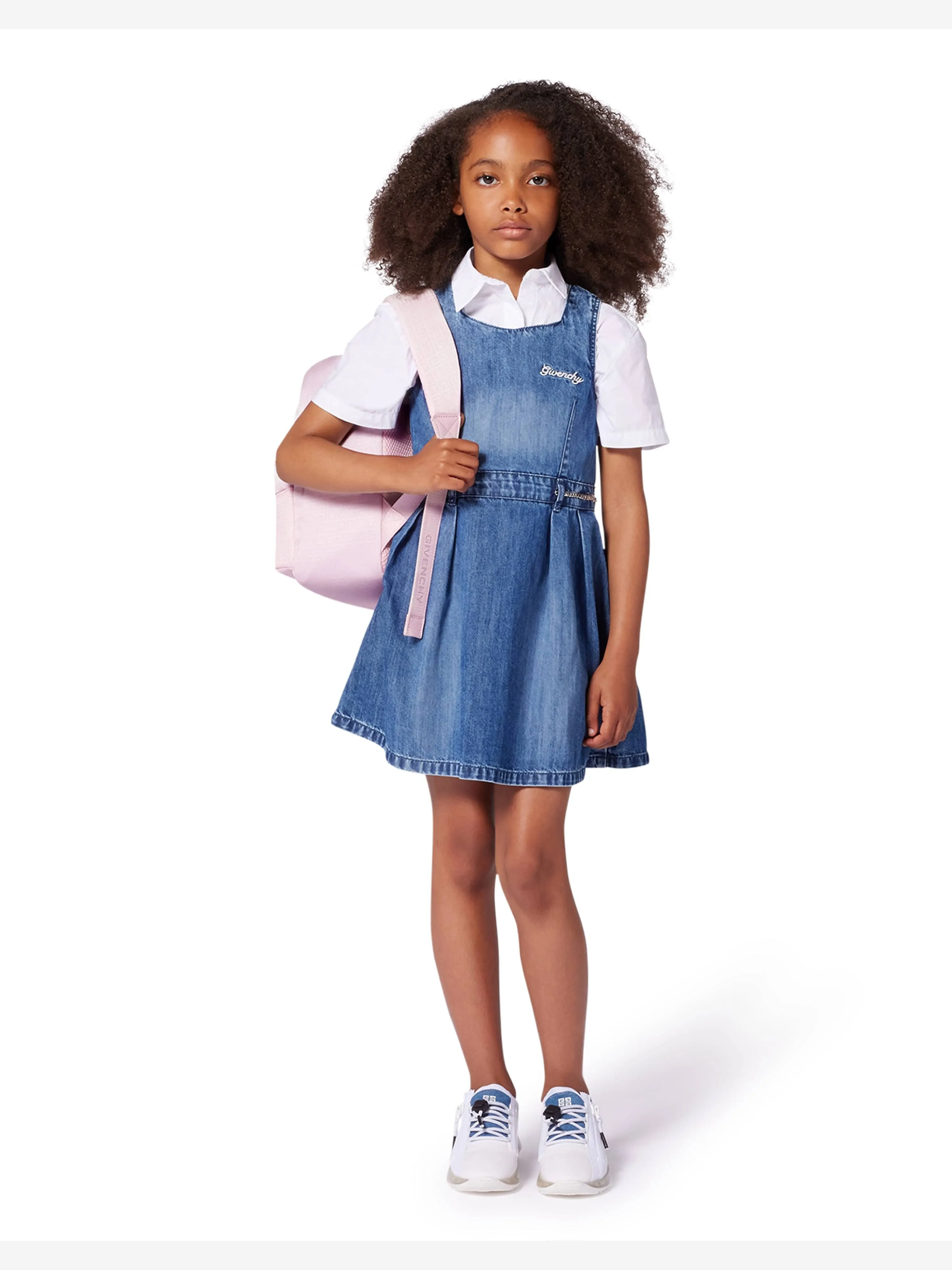 Mädchen ärmelloses Denimkleid in Blau